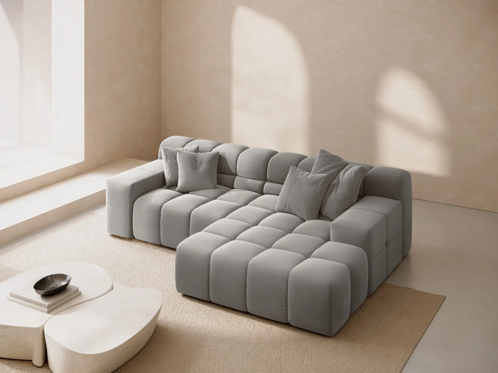 Hawaii 2-Sitzer Ecksofa, Rechte Seite, aus Samt oder Strukturstoff, 240x160 cm - Image 32