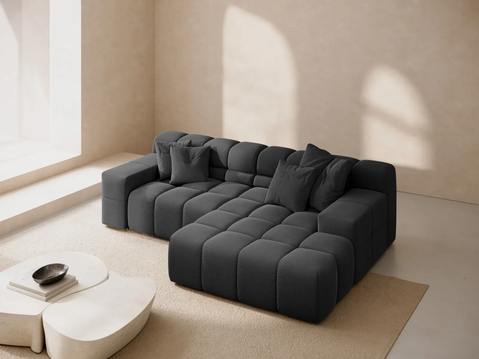 Hawaii 2-Sitzer Ecksofa, Rechte Seite, aus Samt oder Strukturstoff, 240x160 cm - Image 68
