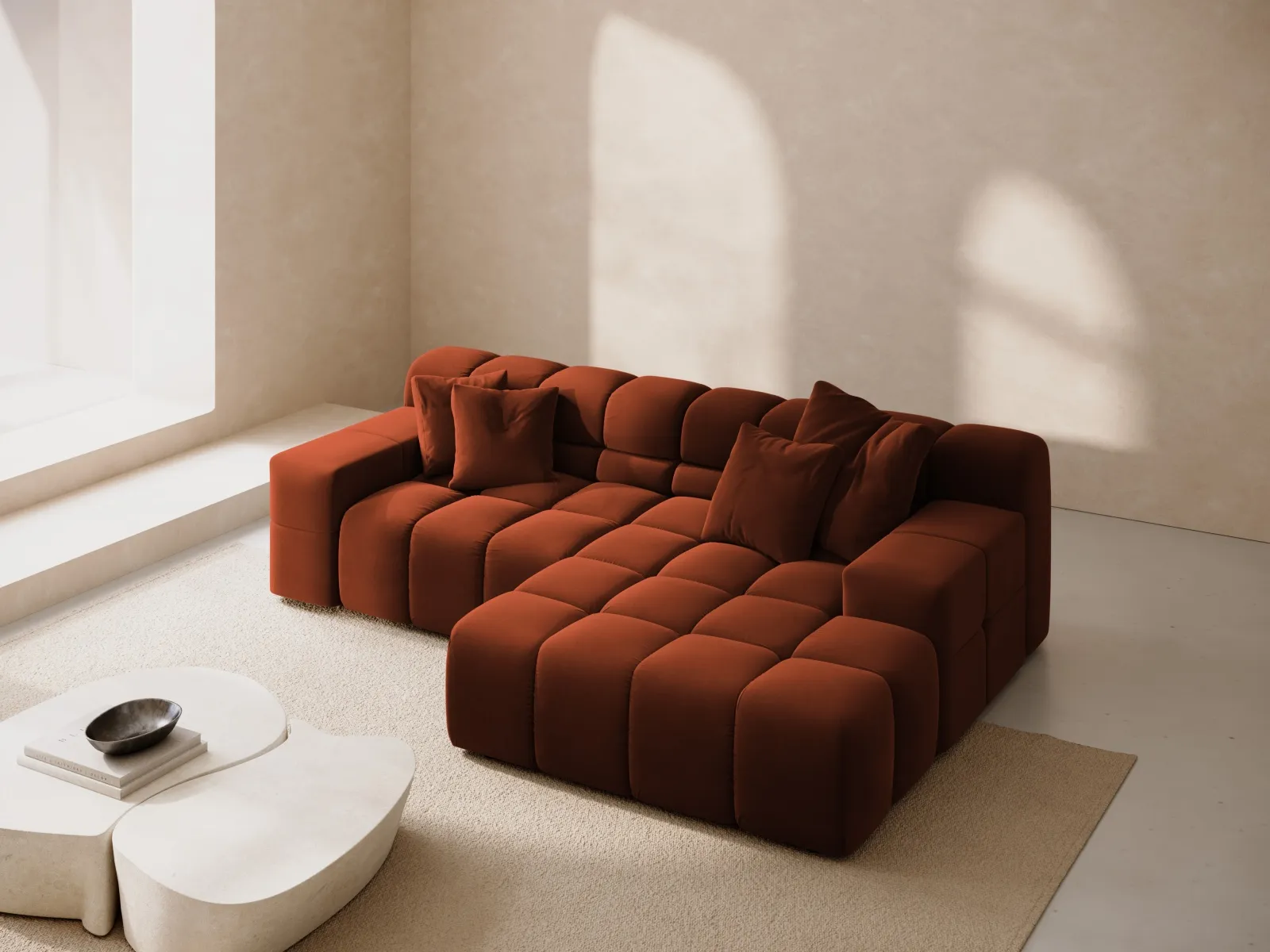 Hawaii 2-Sitzer Ecksofa, Rechte Seite, aus Samt oder Strukturstoff, 240x160 cm - Image 8