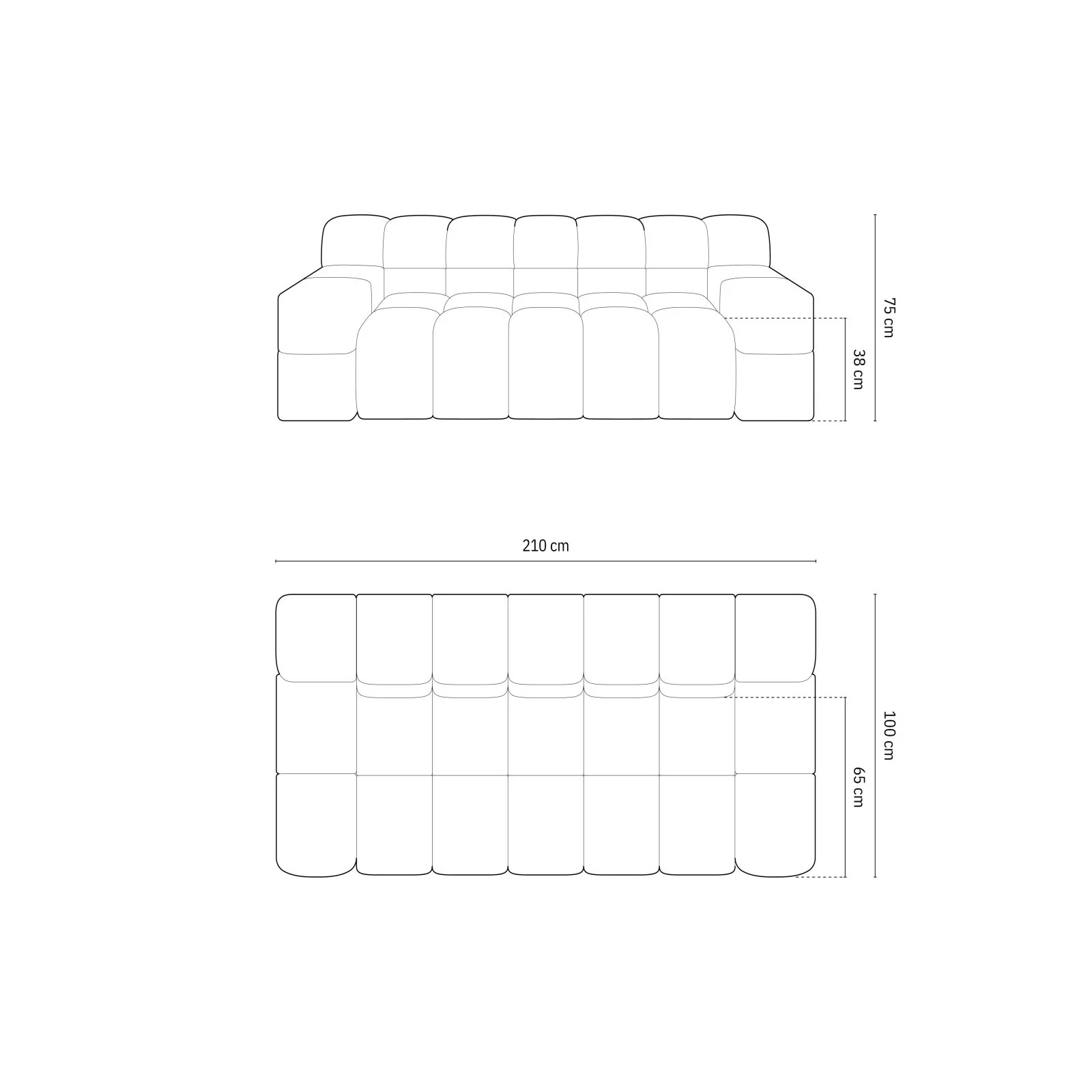 Hawaii 2-Sitzer Sofa aus Samt oder Strukturstoff, 210x100x75 cm - Image 23