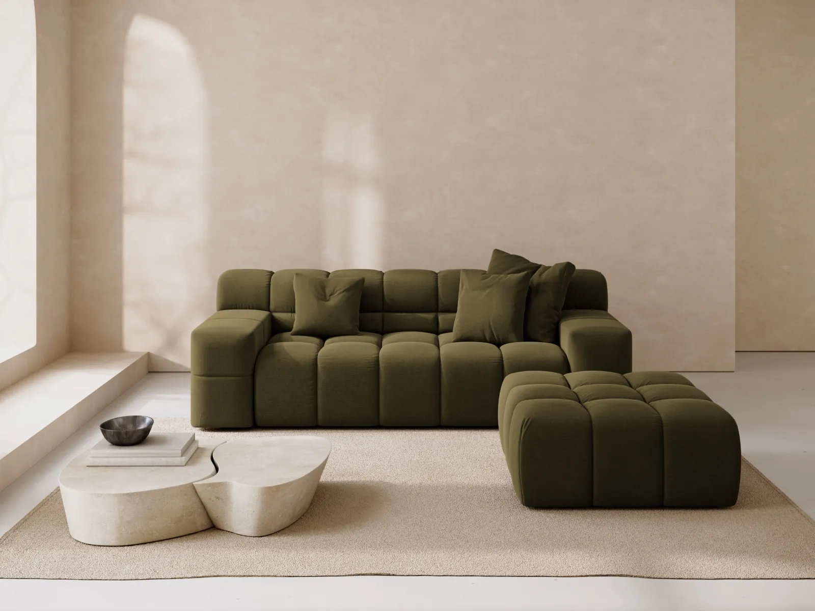 Hawaii 2-Sitzer Sofa aus Samt oder Strukturstoff, 210x100x75 cm - Image 50