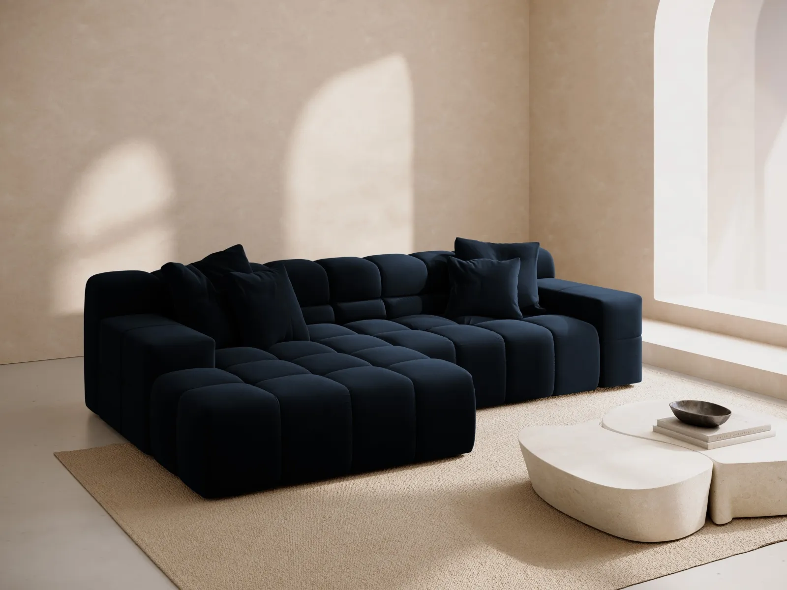 Hawaii 3-Sitzer Ecksofa, Linke Seite, aus Samt oder Strukturstoff, 270x160x75 cm - Image 20