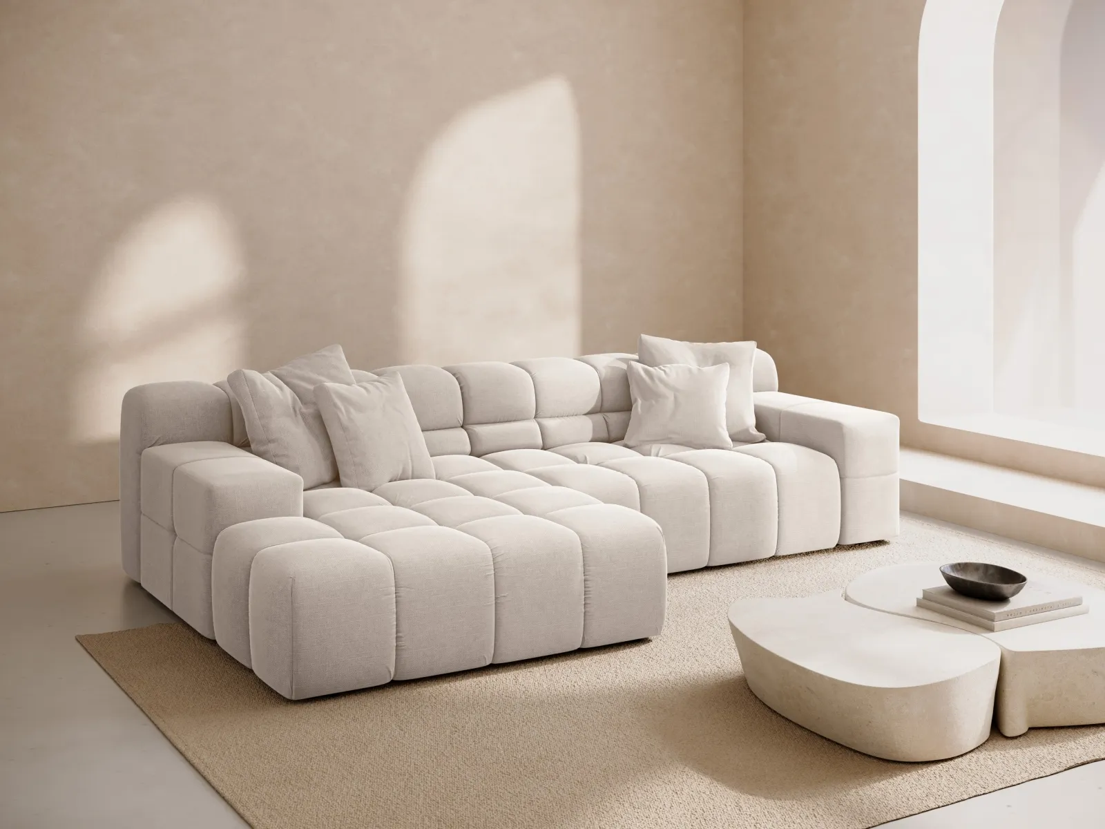 Hawaii 3-Sitzer Ecksofa, Linke Seite, aus Samt oder Strukturstoff, 270x160x75 cm - Image 38