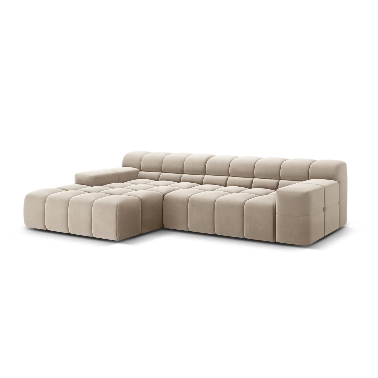 Hawaii 3-Sitzer Ecksofa, Linke Seite, aus Samt oder Strukturstoff, 270x160x75 cm - Image 4