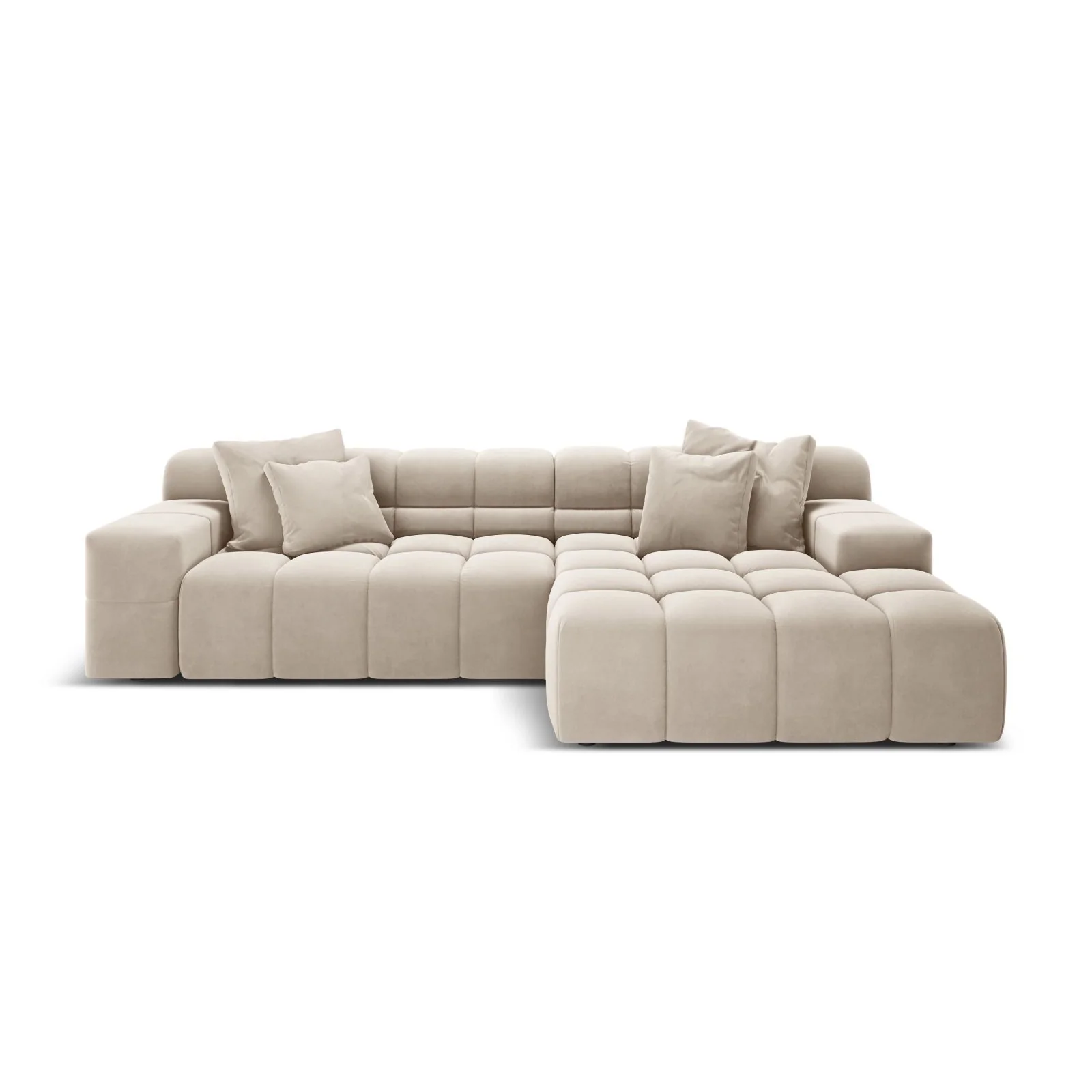 Hawaii 3-Sitzer Ecksofa, Rechte Seite, aus Samt oder Strukturstoff, 270x160x75 cm