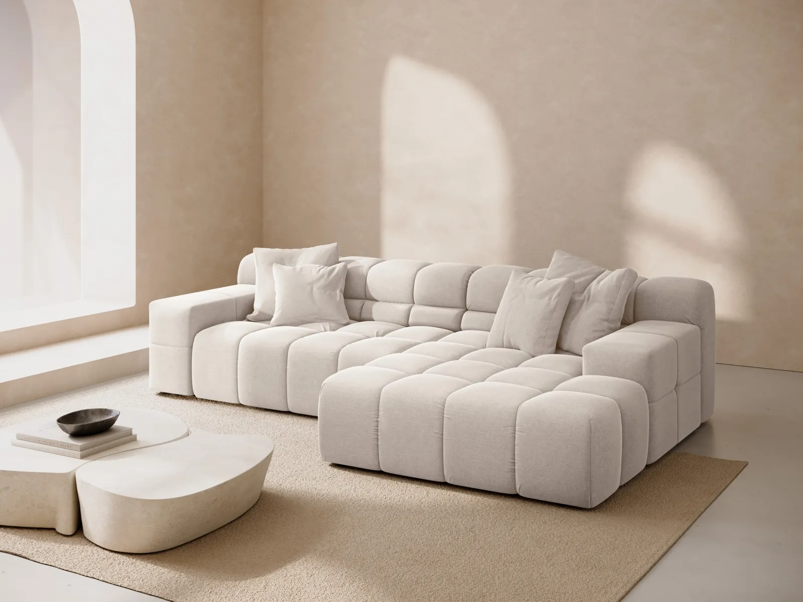 Hawaii 3-Sitzer Ecksofa, Rechte Seite, aus Samt oder Strukturstoff, 270x160x75 cm - Image 38