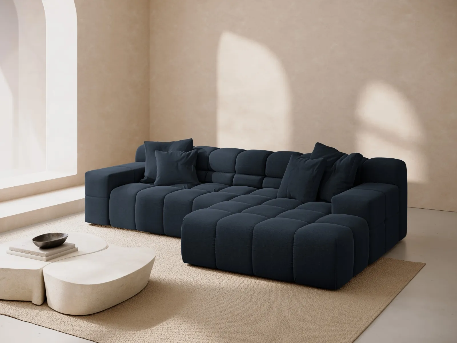 Hawaii 3-Sitzer Ecksofa, Rechte Seite, aus Samt oder Strukturstoff, 270x160x75 cm - Image 56