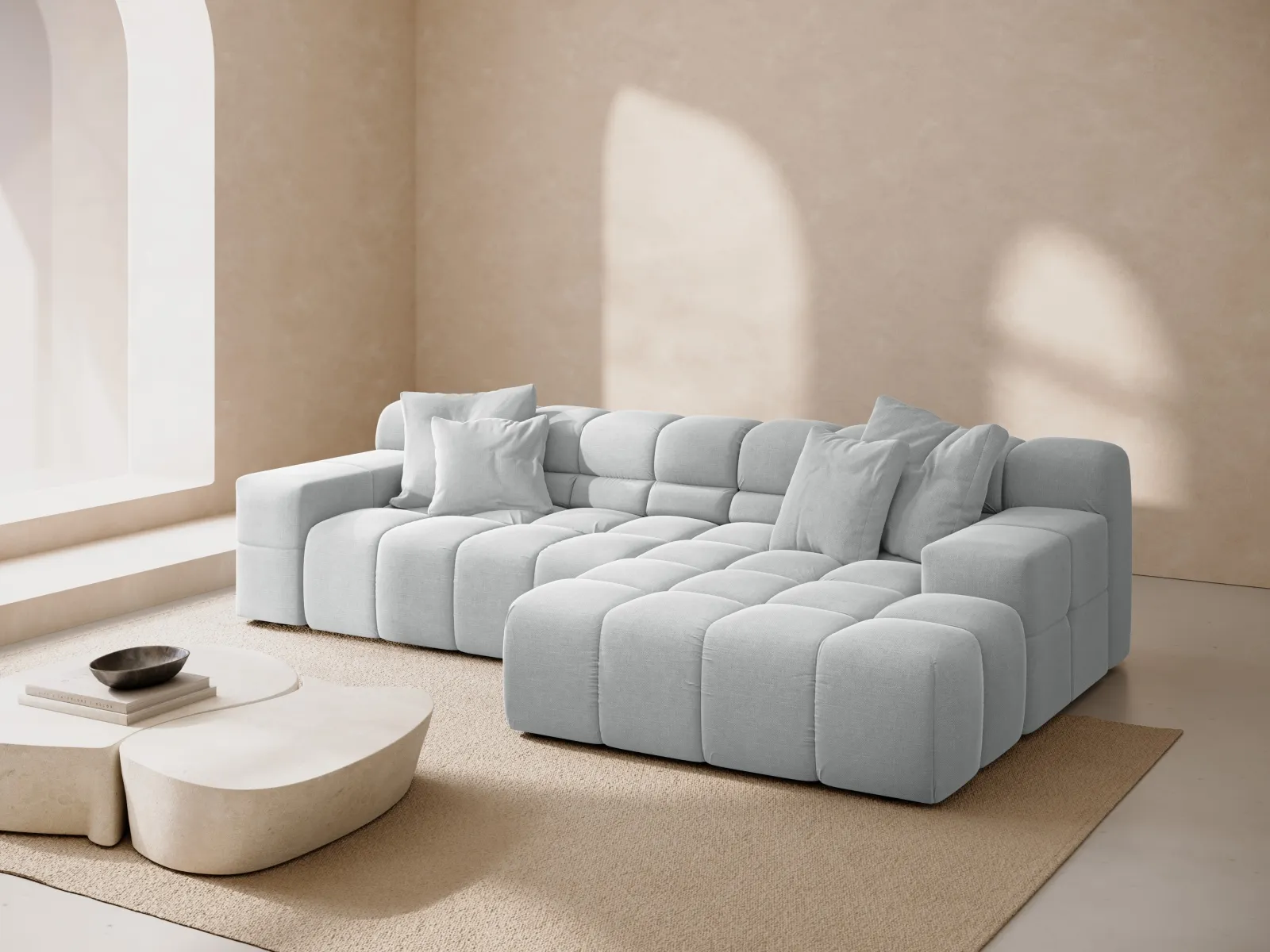 Hawaii 3-Sitzer Ecksofa, Rechte Seite, aus Samt oder Strukturstoff, 270x160x75 cm - Image 62