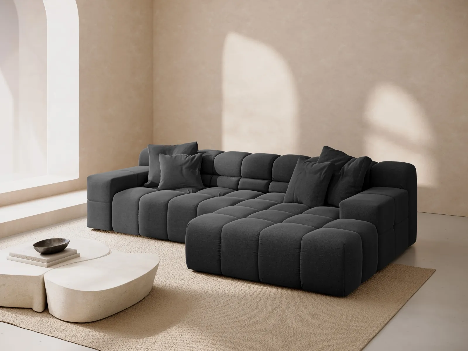 Hawaii 3-Sitzer Ecksofa, Rechte Seite, aus Samt oder Strukturstoff, 270x160x75 cm - Image 68