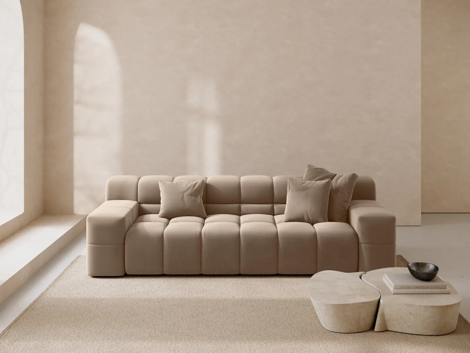 Hawaii 3-Sitzer Sofa aus Samt oder Strukturstoff, 240x100x75 cm - Image 14