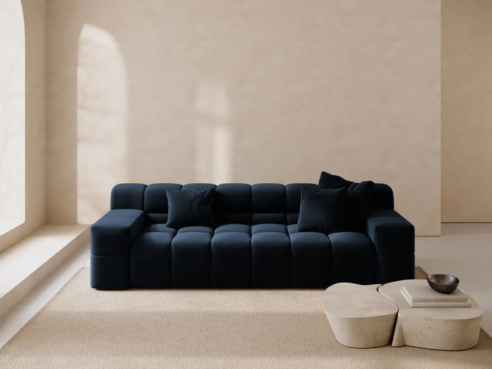 Hawaii 3-Sitzer Sofa aus Samt oder Strukturstoff, 240x100x75 cm - Image 20