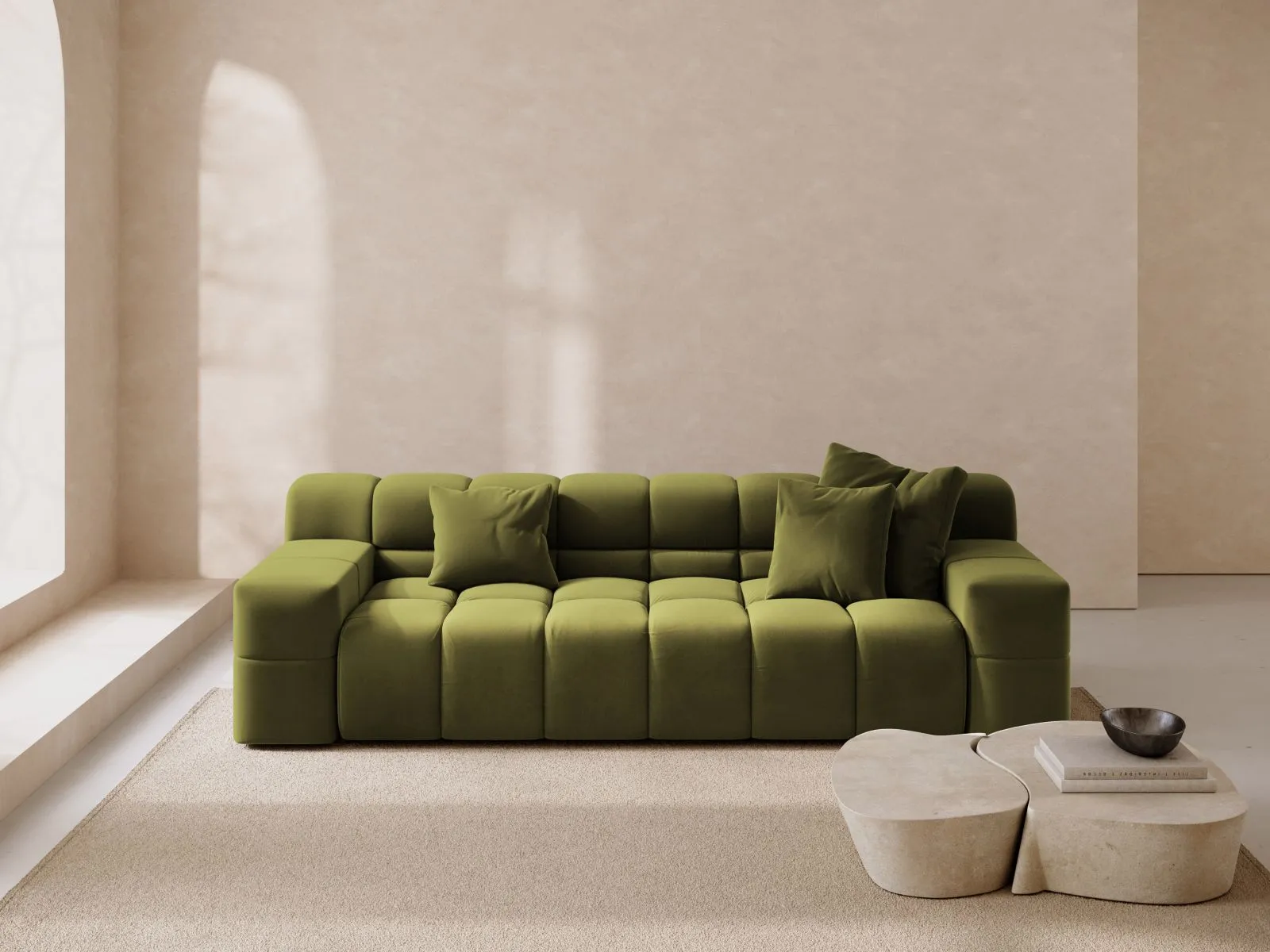 Hawaii 3-Sitzer Sofa aus Samt oder Strukturstoff, 240x100x75 cm - Image 26