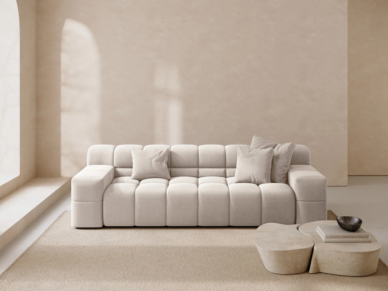 Hawaii 3-Sitzer Sofa aus Samt oder Strukturstoff, 240x100x75 cm - Image 38