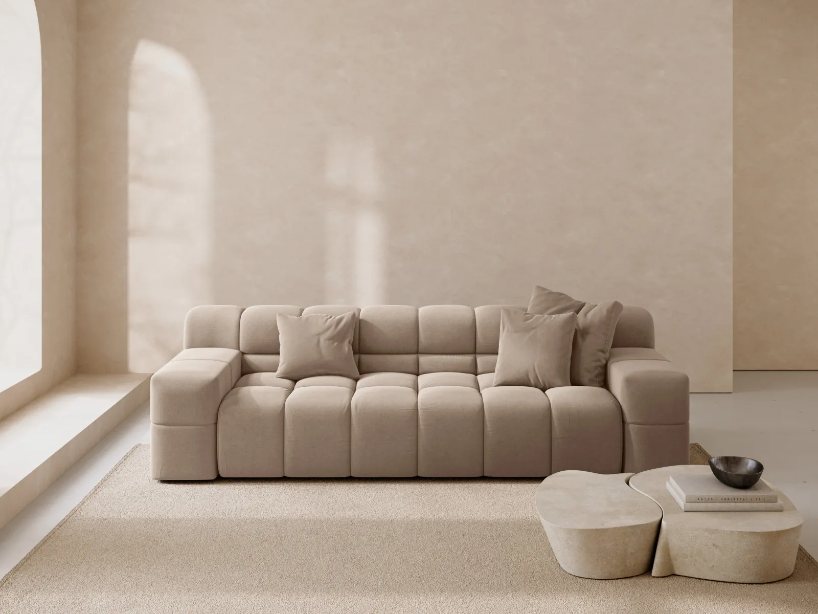 Hawaii 3-Sitzer Sofa aus Samt oder Strukturstoff, 240x100x75 cm - Image 44