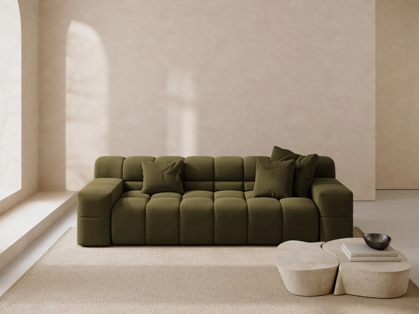 Hawaii 3-Sitzer Sofa aus Samt oder Strukturstoff, 240x100x75 cm - Image 50