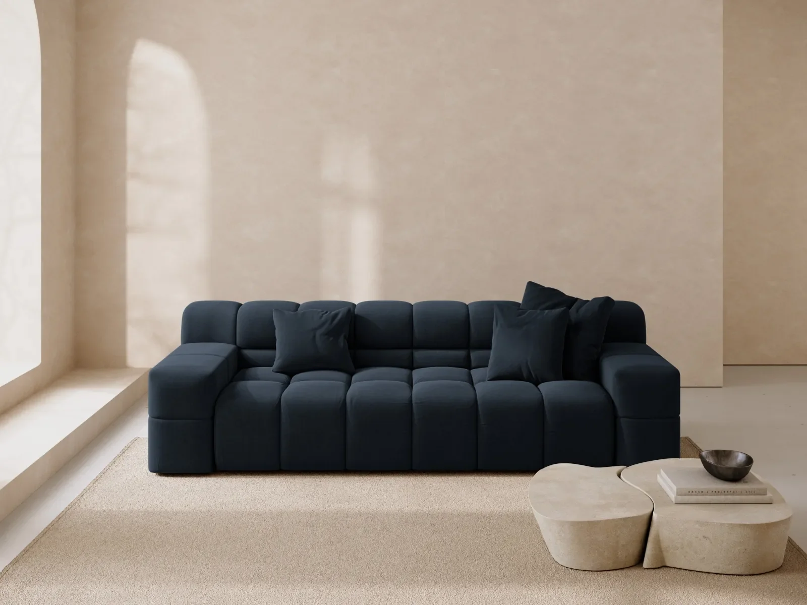 Hawaii 3-Sitzer Sofa aus Samt oder Strukturstoff, 240x100x75 cm - Image 56