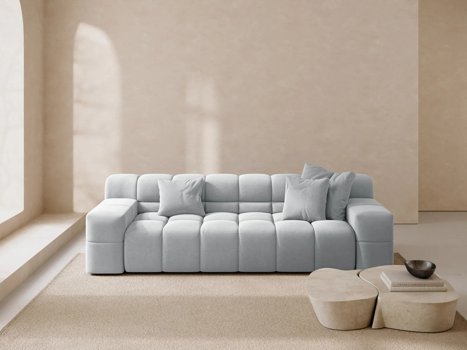 Hawaii 3-Sitzer Sofa aus Samt oder Strukturstoff, 240x100x75 cm - Image 62