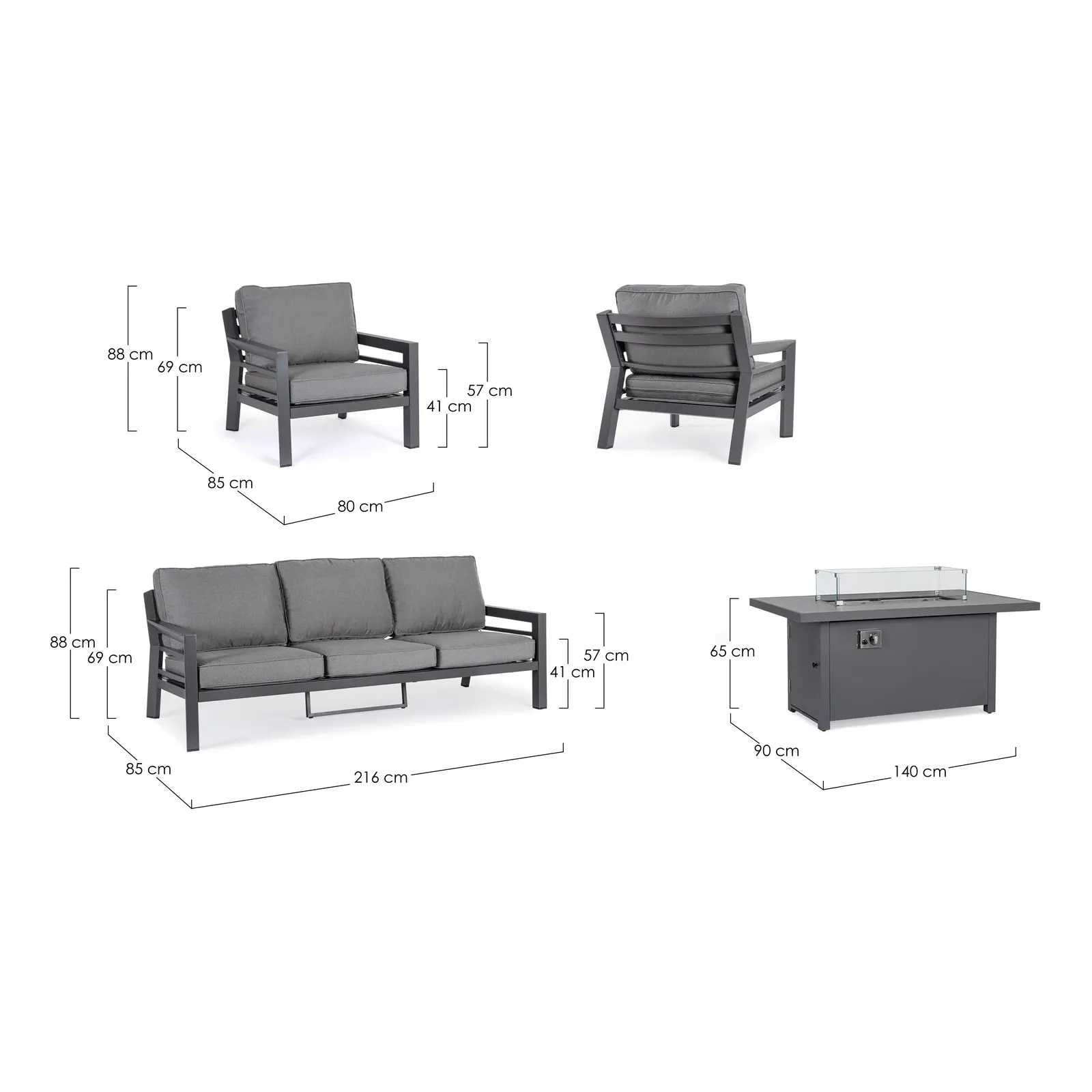 Hendrix Sofa Set 4 Anthrazit mit Kissen - Image 5