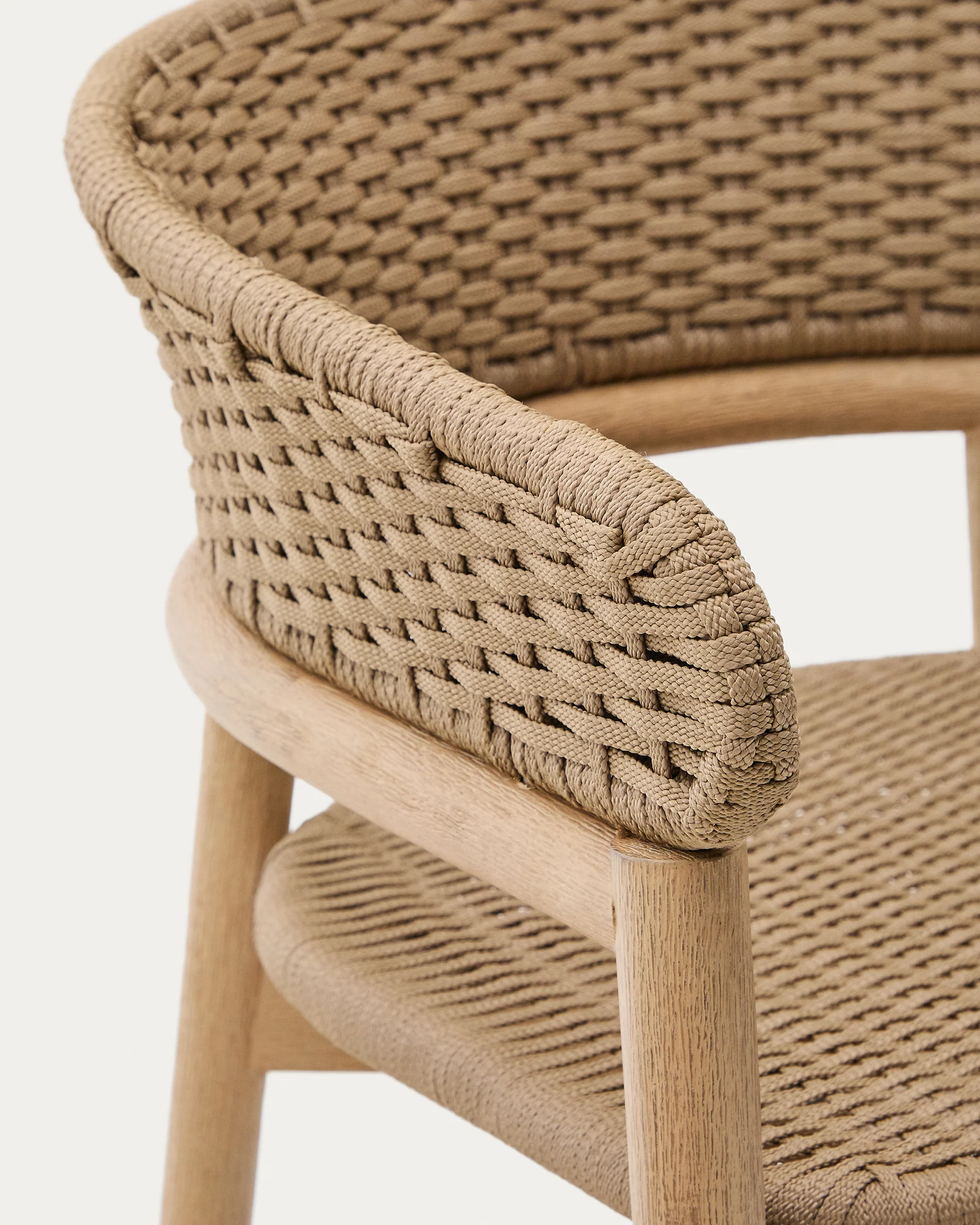Hocker Arinella aus massivem Akazienholz mit Finish in natürlichem Farbton und beige Seil 75 cm FSC 100% - Image 10