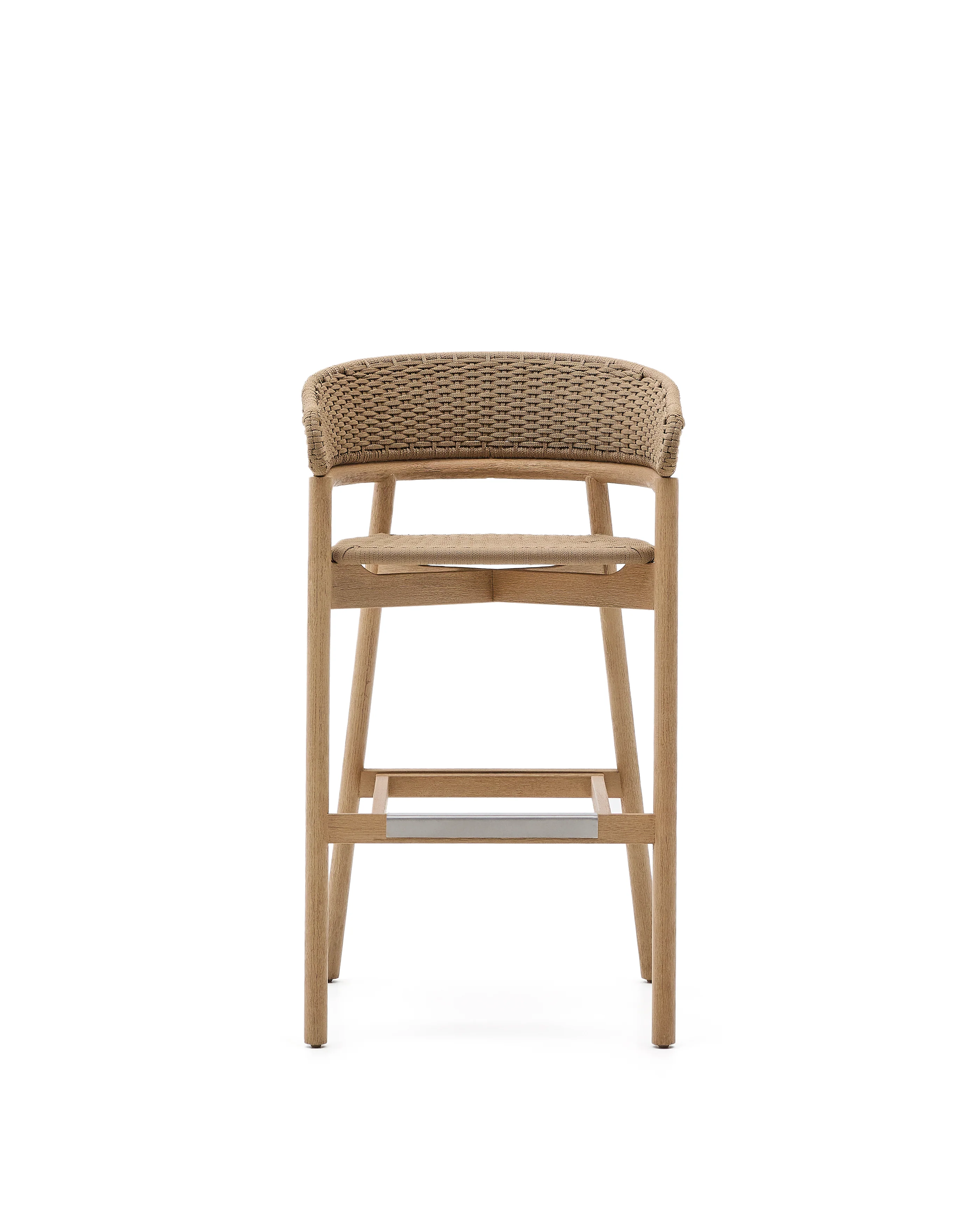Hocker Arinella aus massivem Akazienholz mit Finish in natürlichem Farbton und beige Seil 75 cm FSC 100% - Image 7