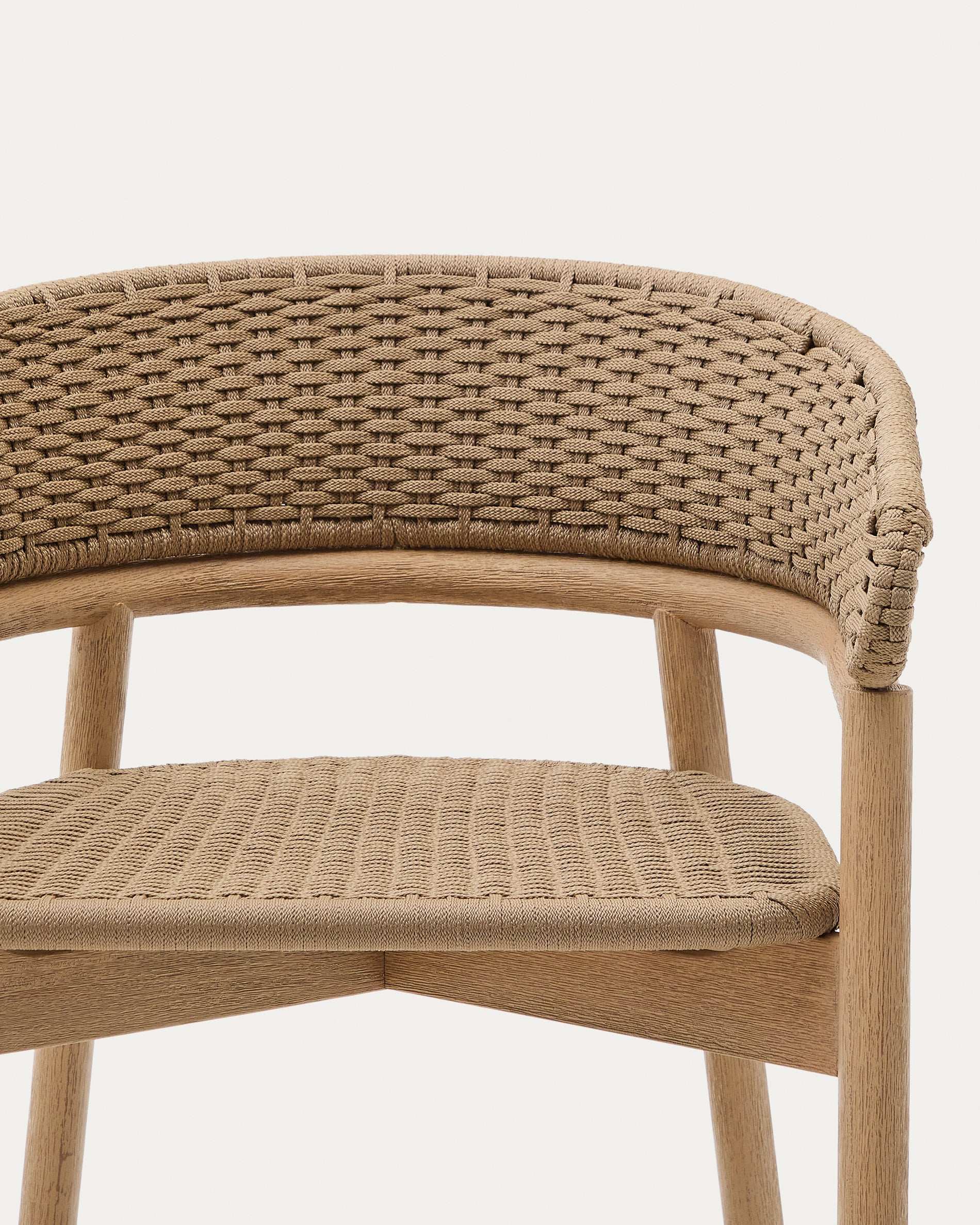 Hocker Arinella aus massivem Akazienholz mit Finish in natürlichem Farbton und beige Seil 75 cm FSC 100% - Image 9