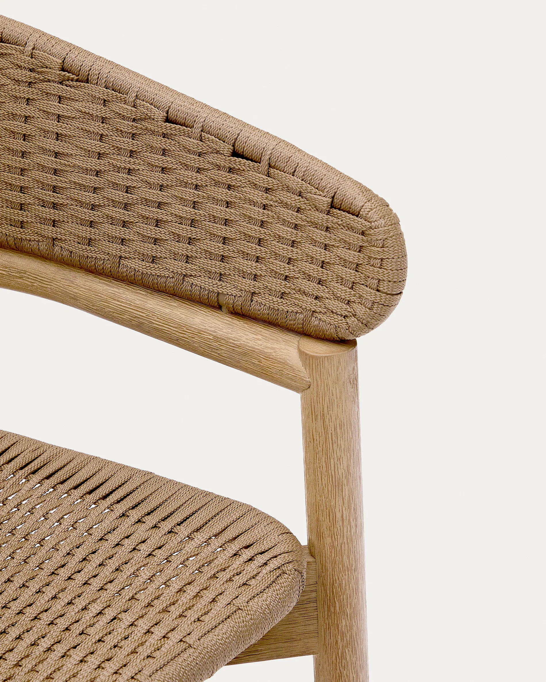 Hocker Arinella aus massivem Akazienholz mit Finish in natürlichem Farbton und beigem Seil 65 cm FSC 100% - Image 10