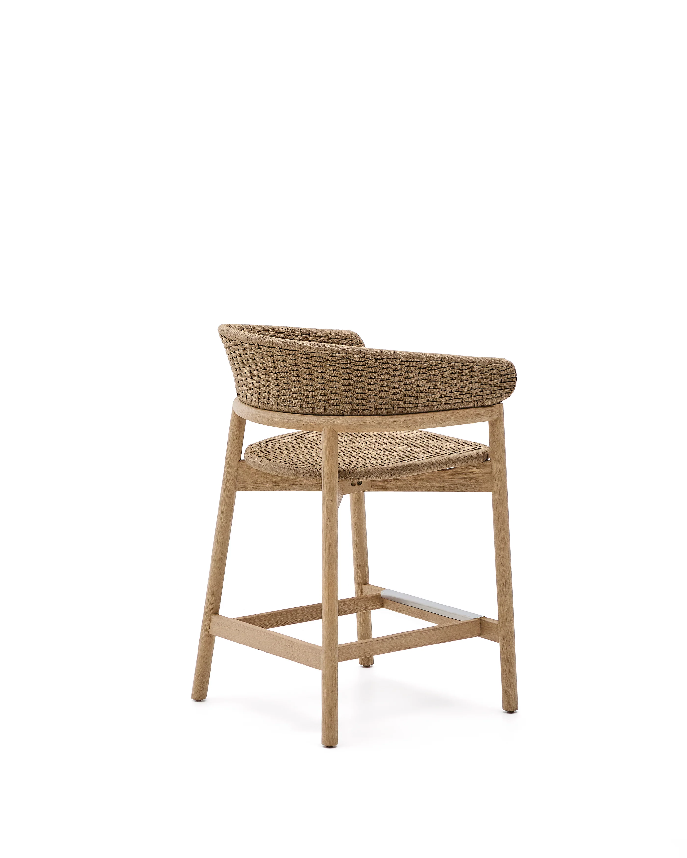 Hocker Arinella aus massivem Akazienholz mit Finish in natürlichem Farbton und beigem Seil 65 cm FSC 100% - Image 5