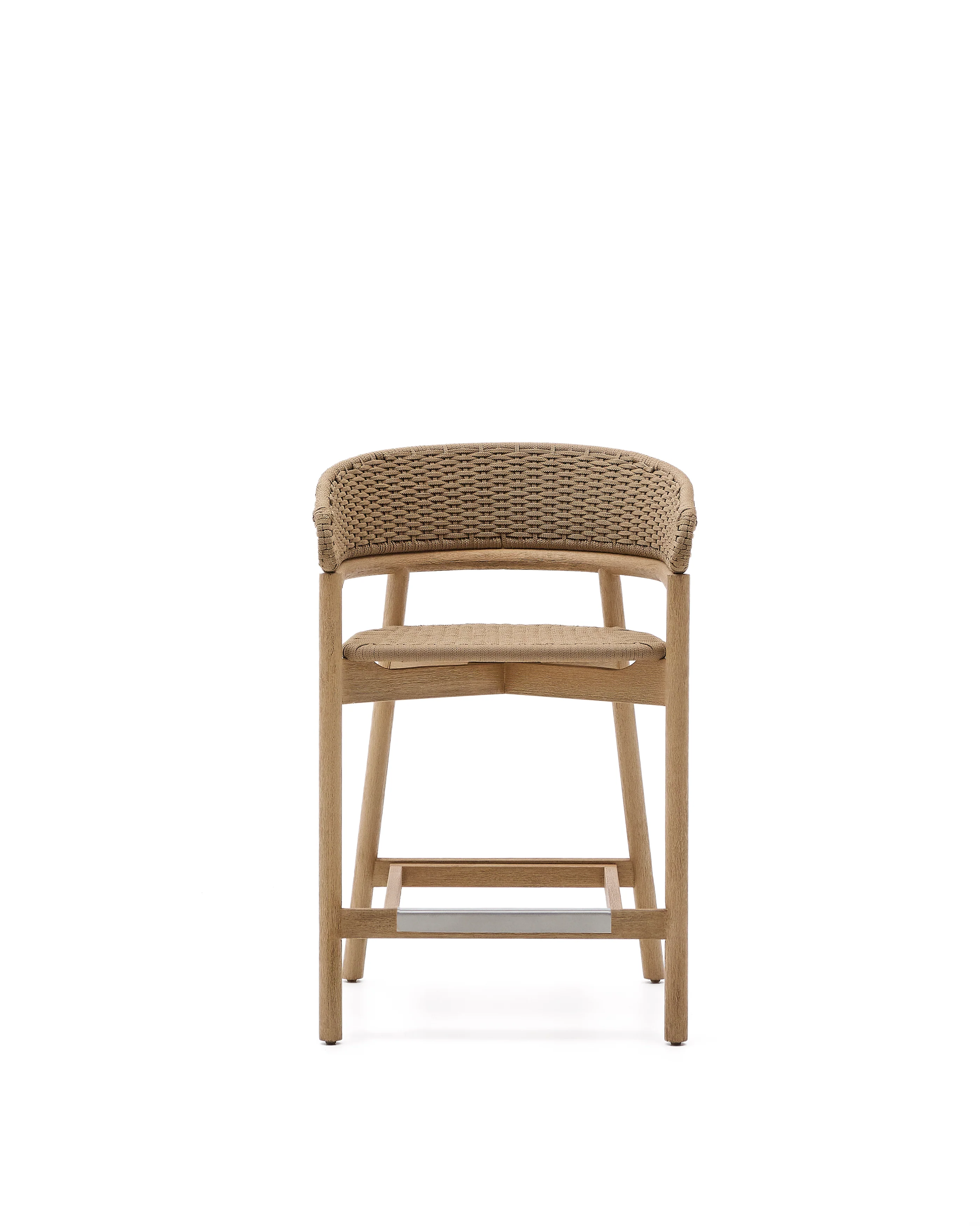 Hocker Arinella aus massivem Akazienholz mit Finish in natürlichem Farbton und beigem Seil 65 cm FSC 100% - Image 6