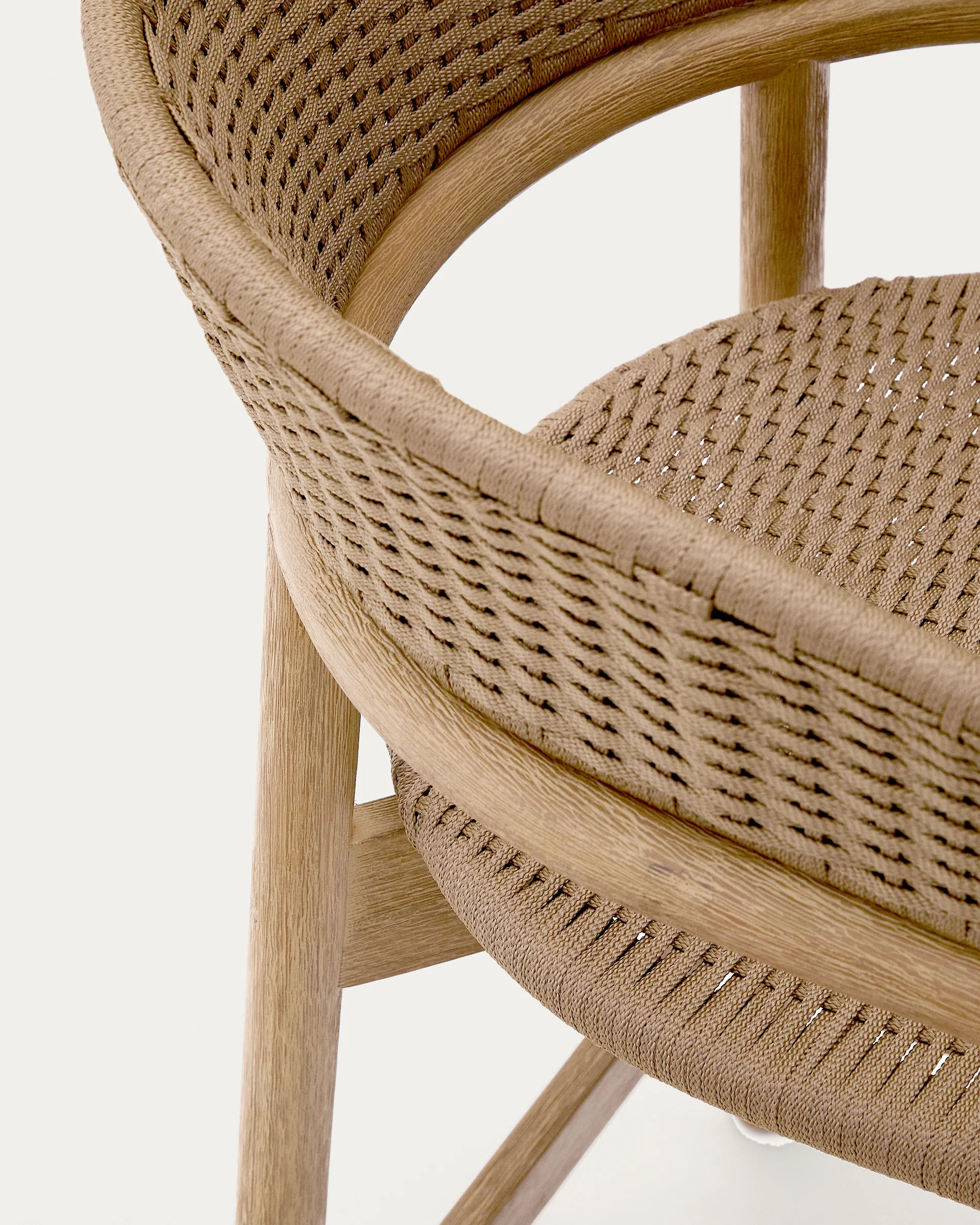 Hocker Arinella aus massivem Akazienholz mit Finish in natürlichem Farbton und beigem Seil 65 cm FSC 100% - Image 9