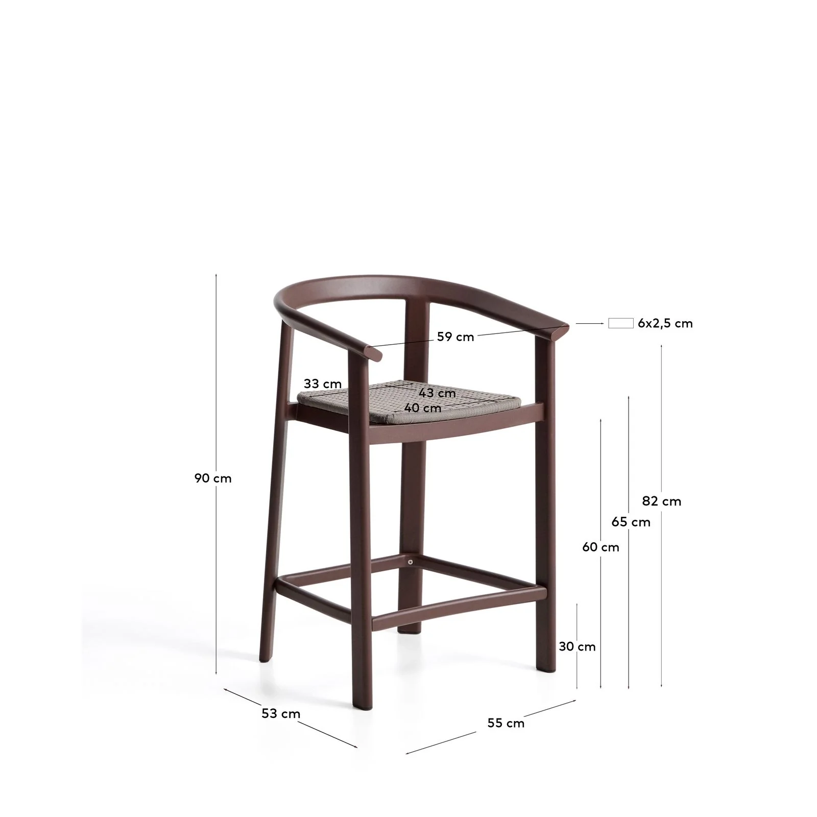 Hocker Erice aus Aluminium und Seil, 65 cm - Image 5