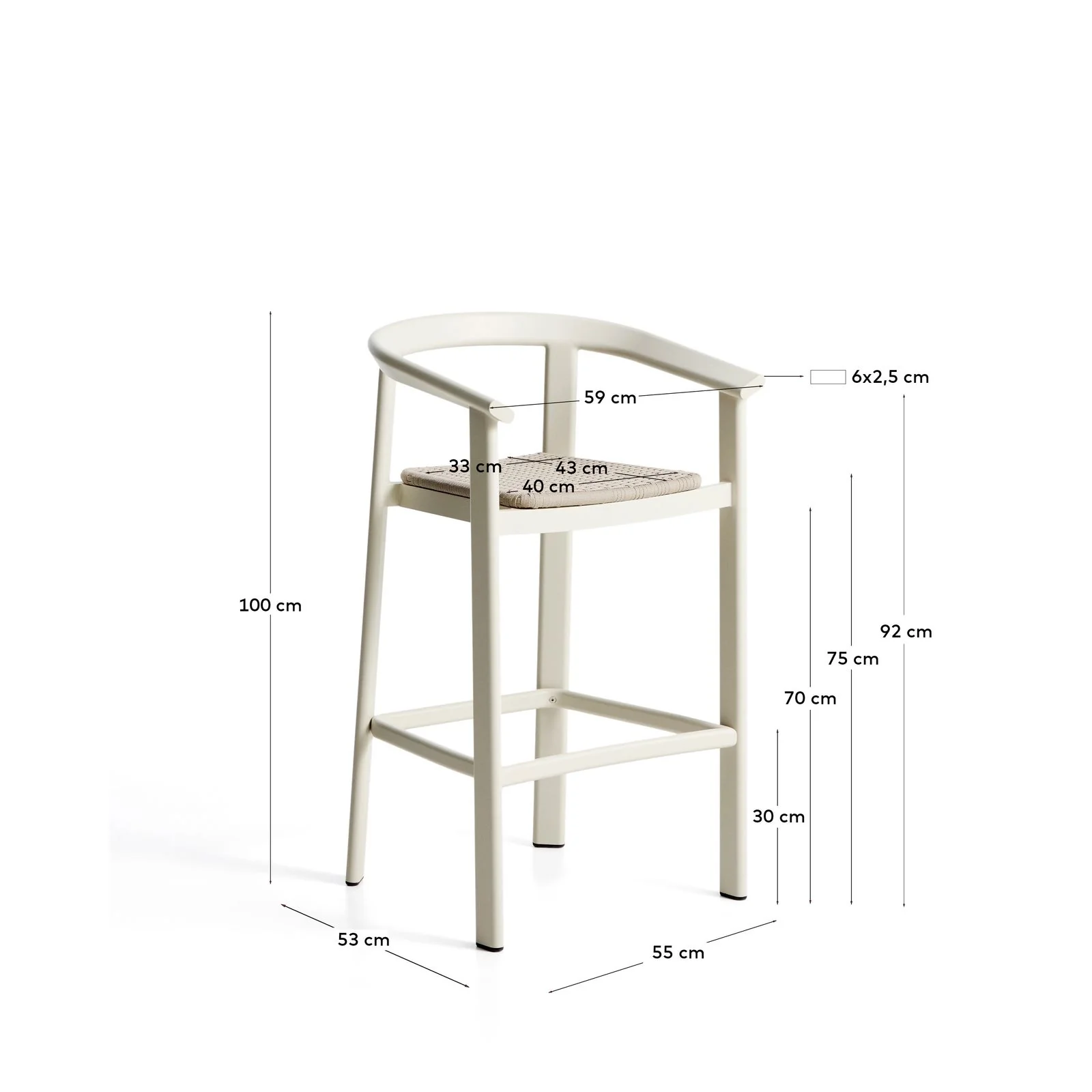 Hocker Erice aus Aluminium und Seil, 75 cm - Image 16