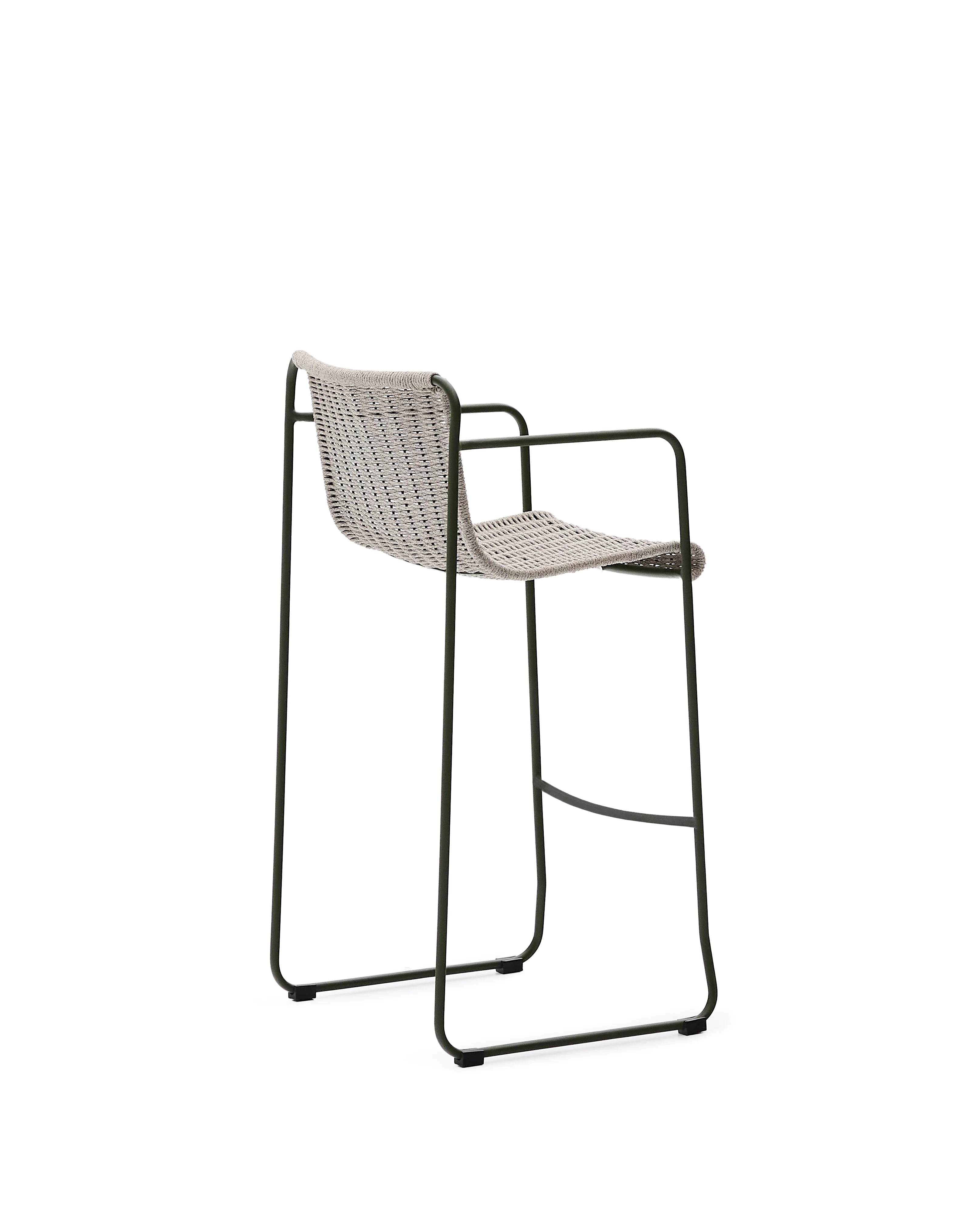 Hocker Maurina aus grün verzinktem Stahl mit écrufarbenem und grauem Seil 74,5 cm - Image 3