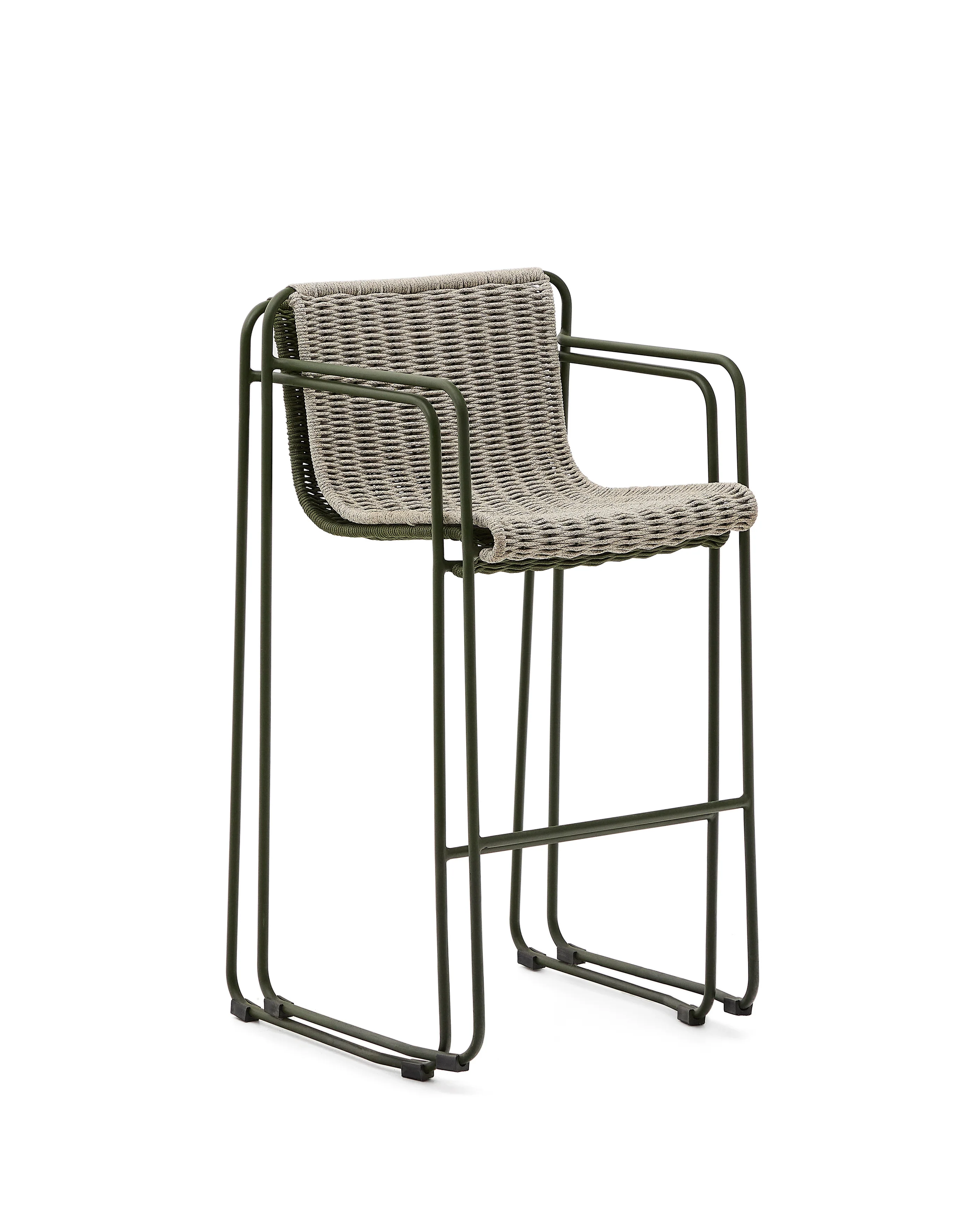 Hocker Maurina aus grün verzinktem Stahl mit écrufarbenem und grauem Seil 74,5 cm - Image 5