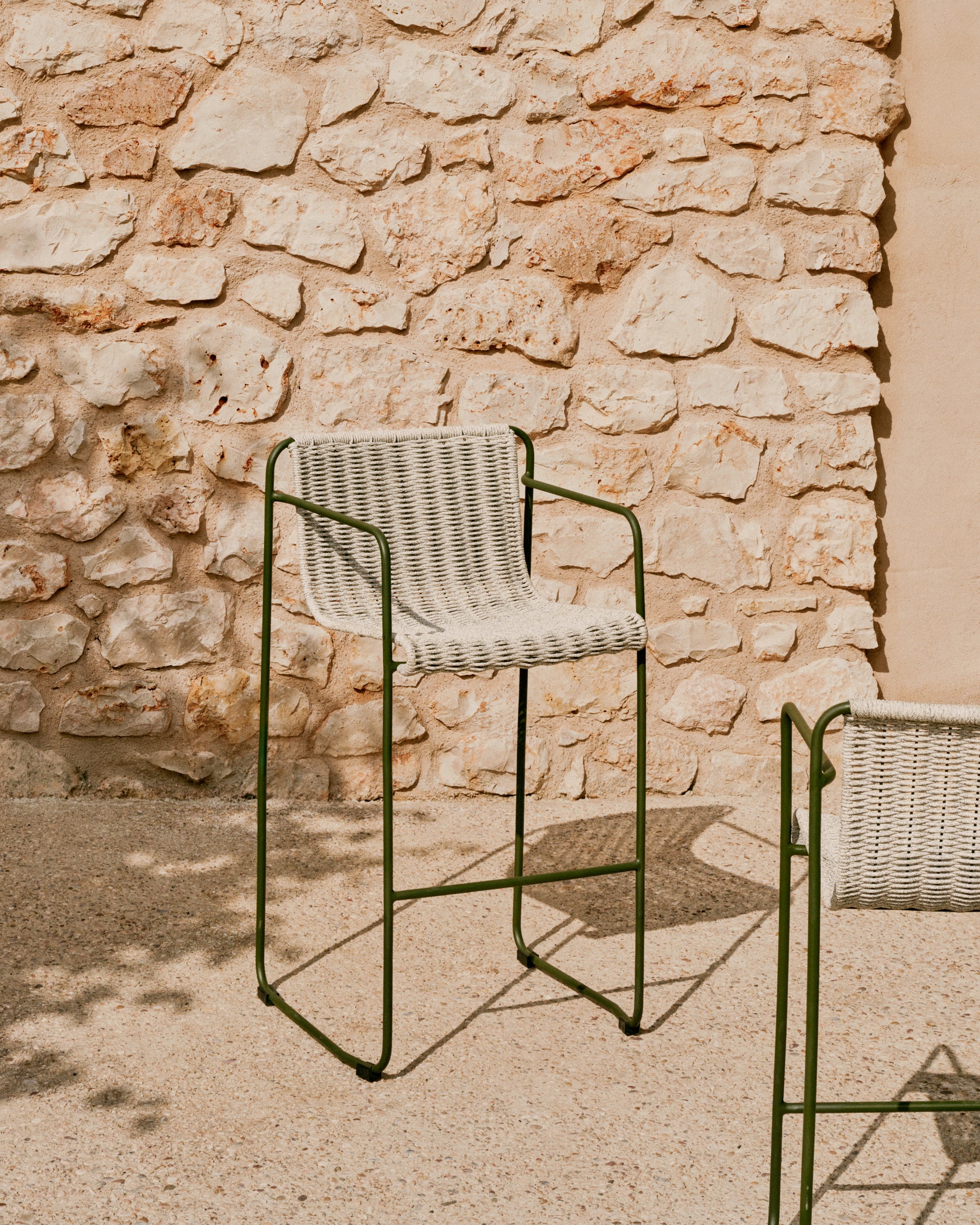 Hocker Maurina aus grün verzinktem Stahl mit écrufarbenem und grauem Seil 74,5 cm - Image 6
