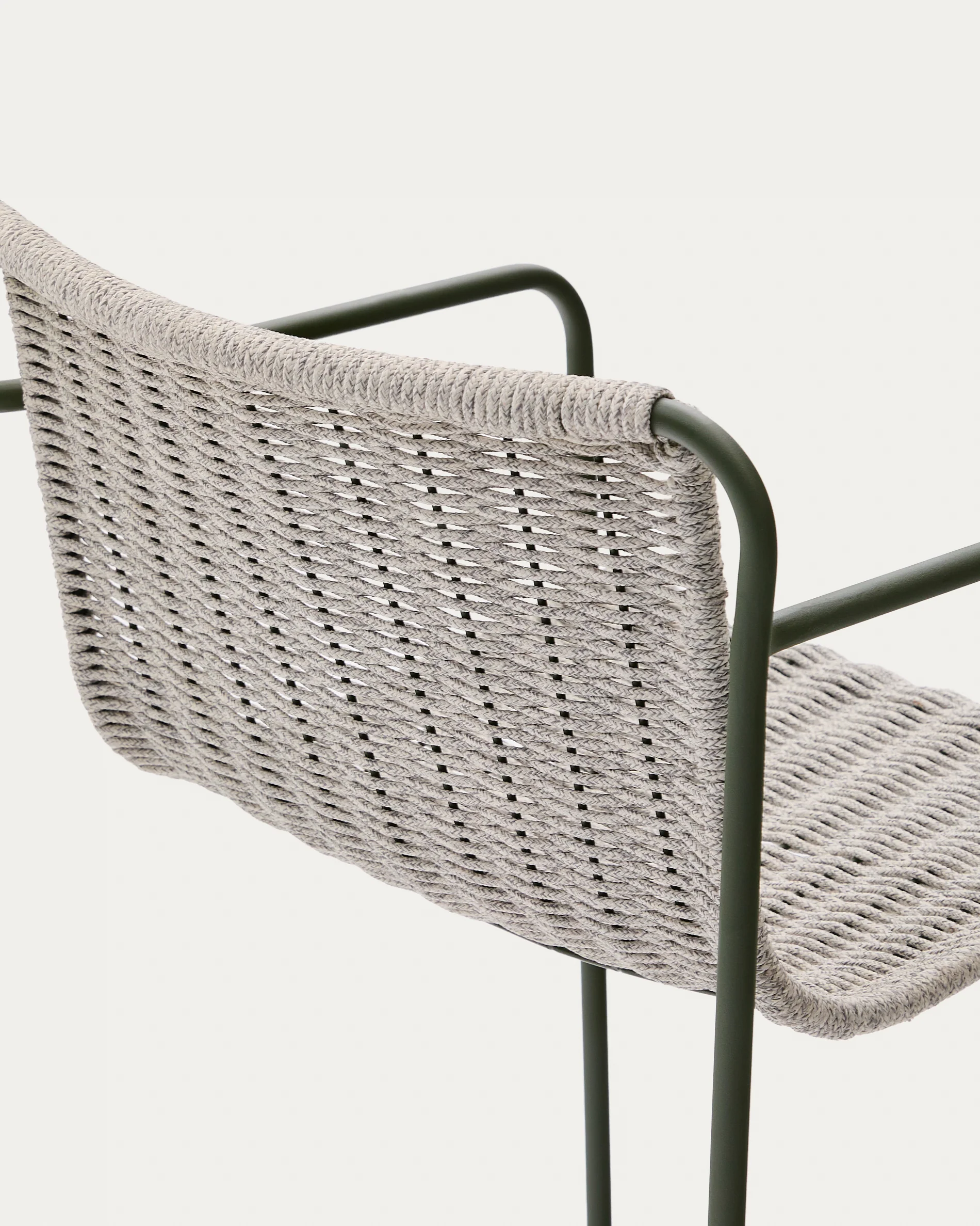Hocker Maurina aus grün verzinktem Stahl mit écrufarbenem und grauem Seil 74,5 cm - Image 7