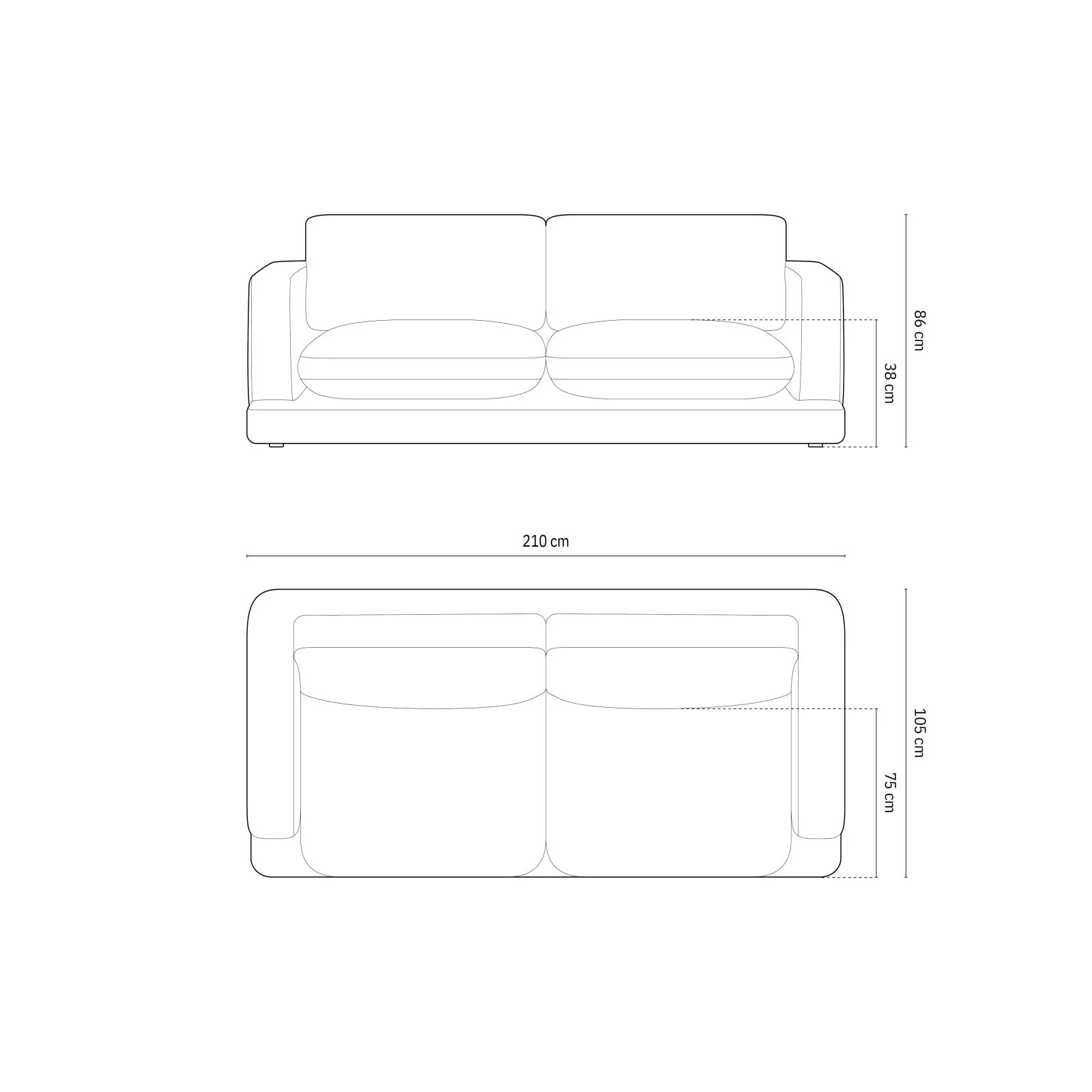 Ibiza 3-Sitzer Sofa aus Samt oder Strukturstoff, 210x105x86 cm - Image 45