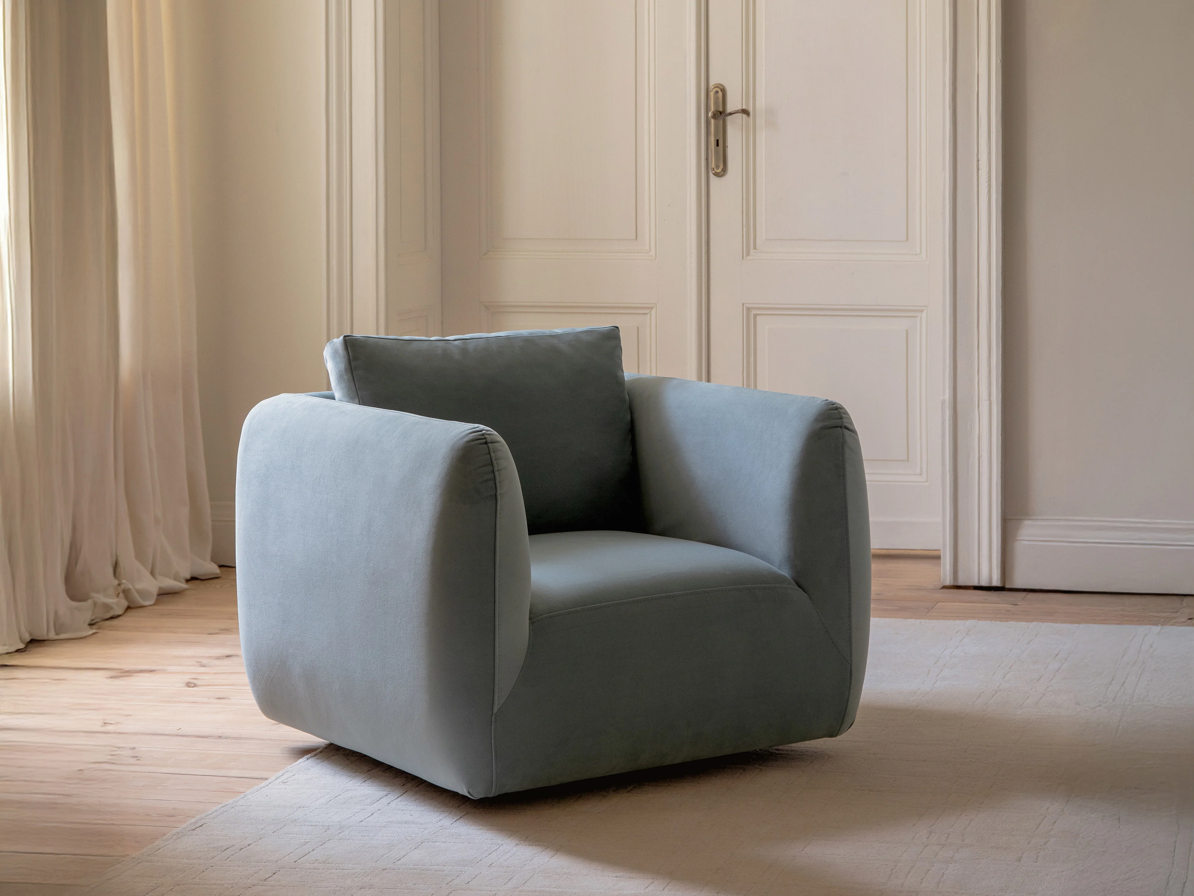 Iga Sessel drehbar aus Samt, Chenille oder Boucle, 95x87 cm - Image 46