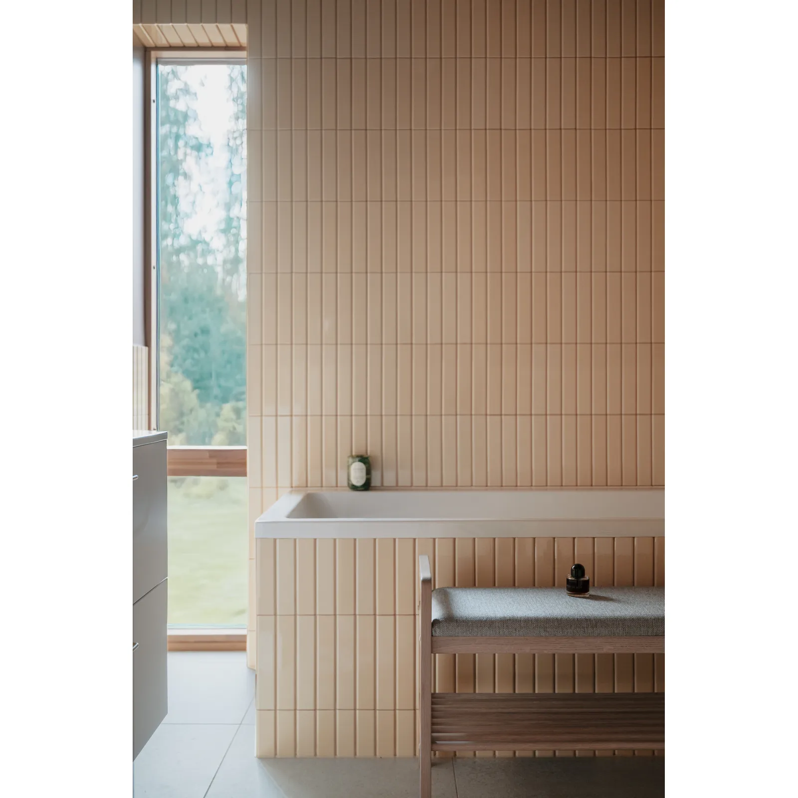 INVERNESS Flurbank aus Eiche und Stoff, in Weiß pigmentiert/beige, 75x40x55 cm - Image 2