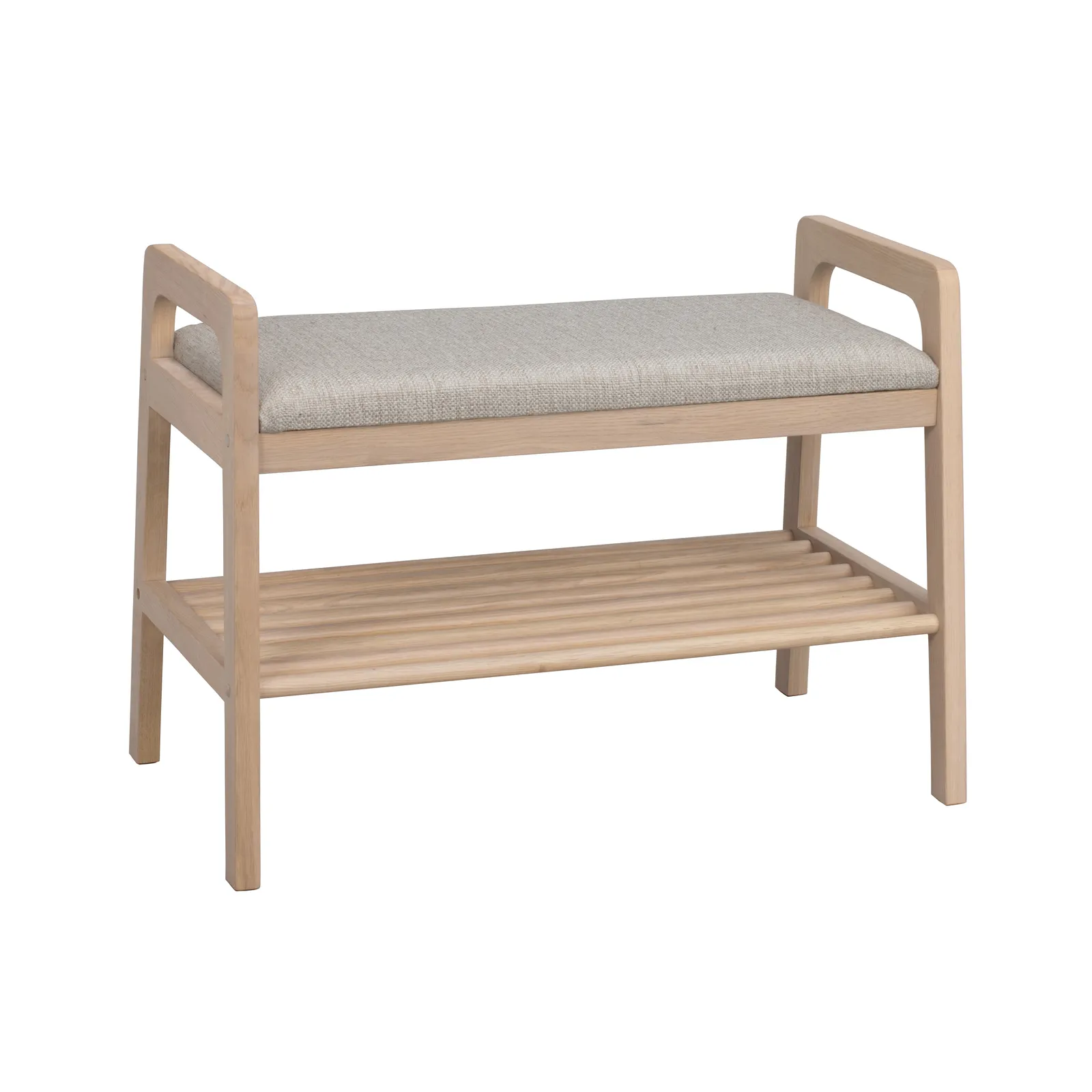 INVERNESS Flurbank aus Eiche und Stoff, in Weiß pigmentiert/beige, 75x40x55 cm - Image 3