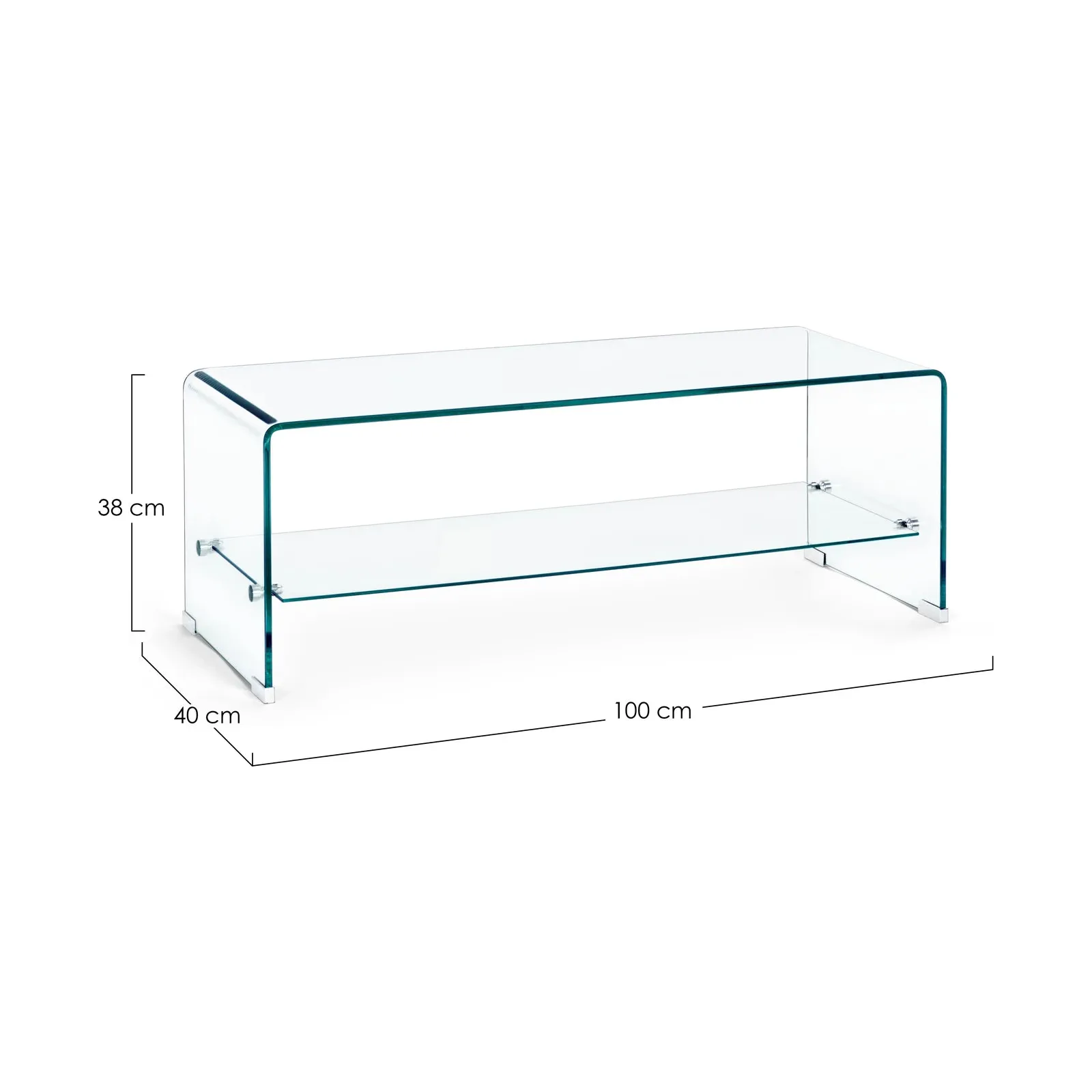Iride Couchtisch Glas mit 2 Ablagen 100x40 cm - Image 3