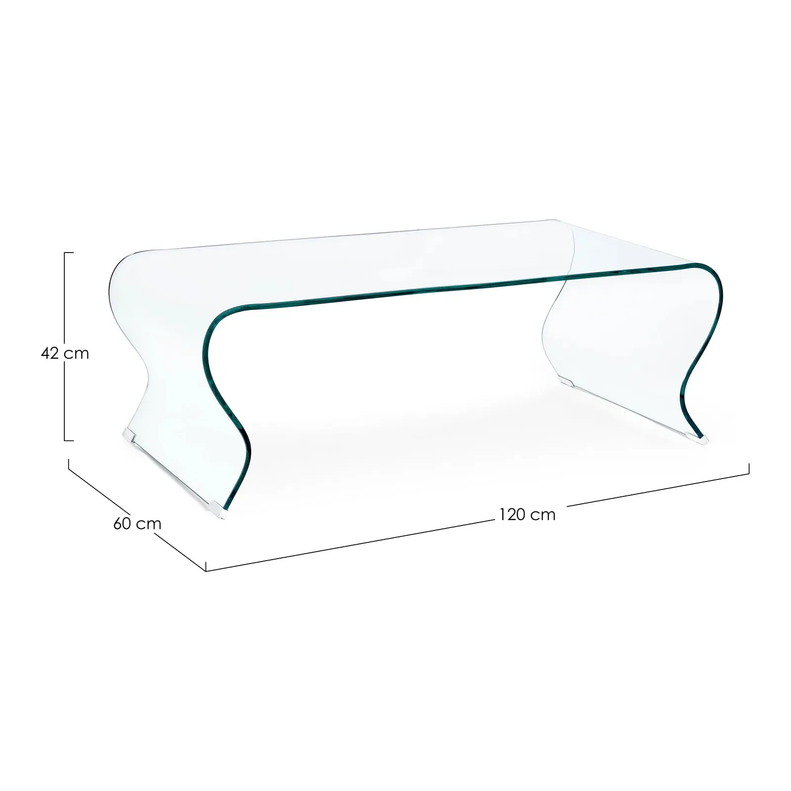 Iride Couchtisch Rect Curl Glas 120x60 cm - Image 3