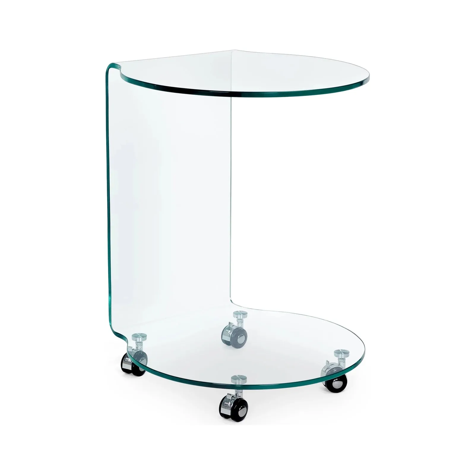 Iride Glas-Couchtisch mit Rädern rund
