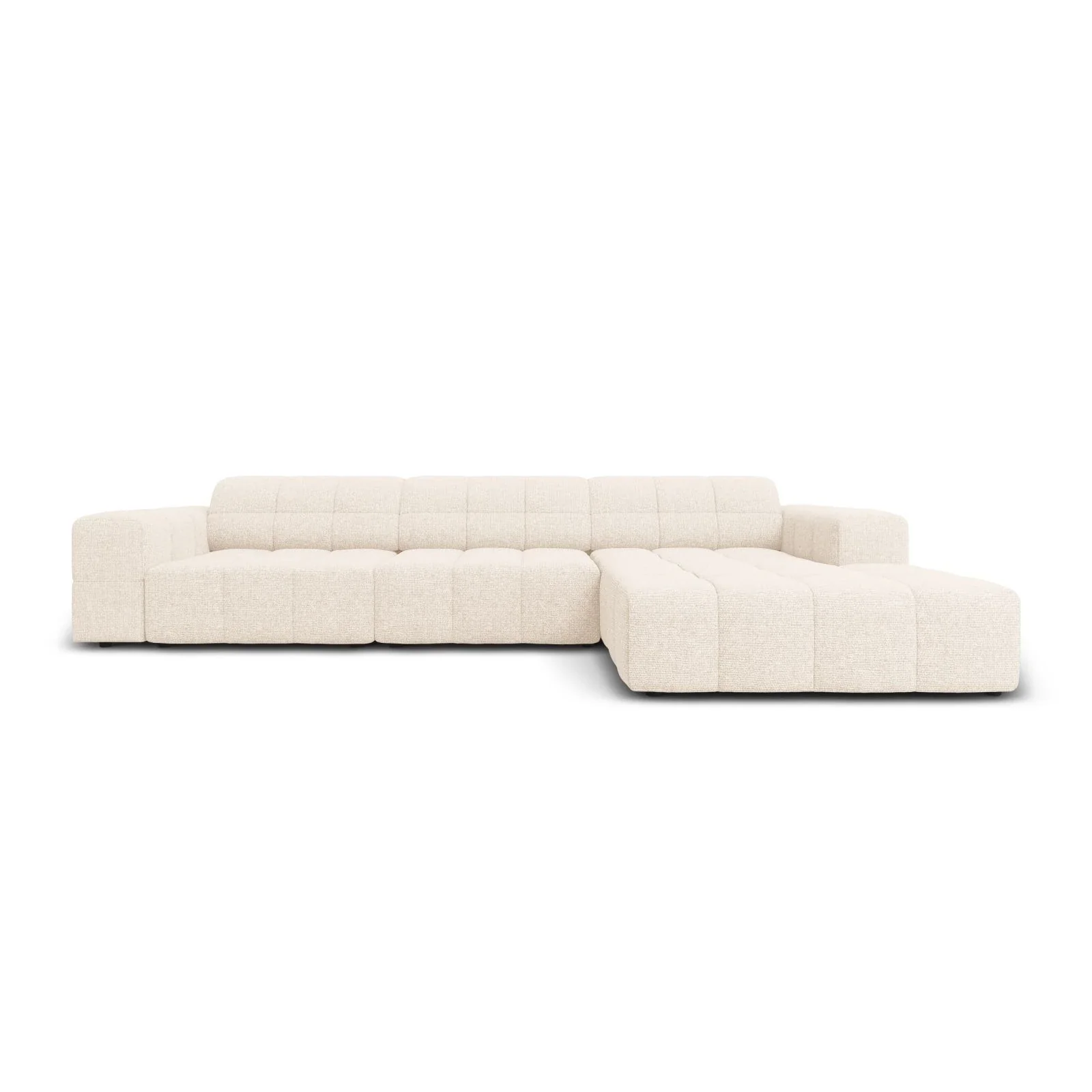 Jennifer 4-Sitzer Ecksofa, Rechte Seite, mit Bezug aus Samt oder Chenille, 284x166 cm