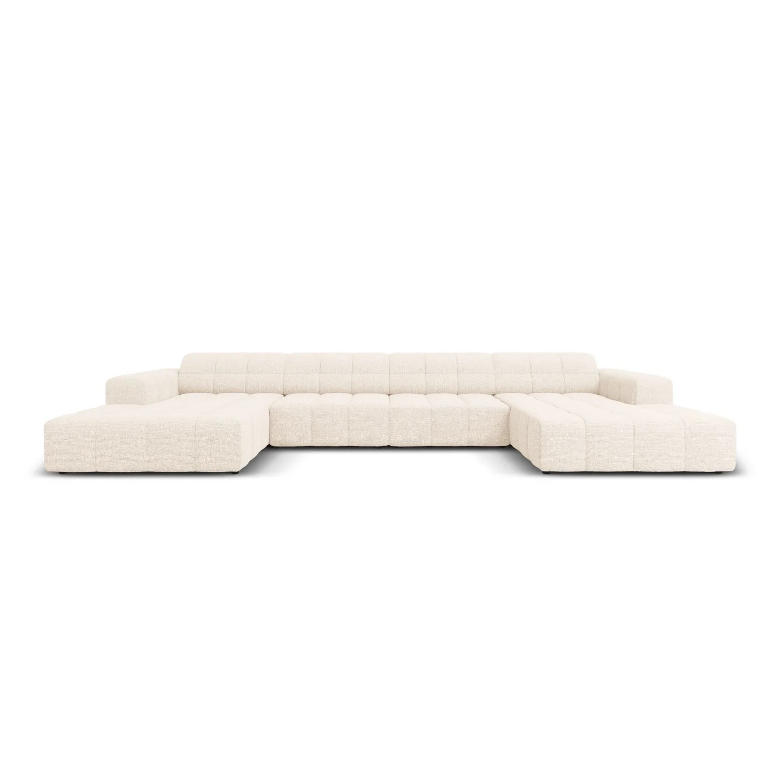 Jennifer Panorama-Sofa symmetrisch mit Bezug aus Samt oder Chenille, 364x166 cm