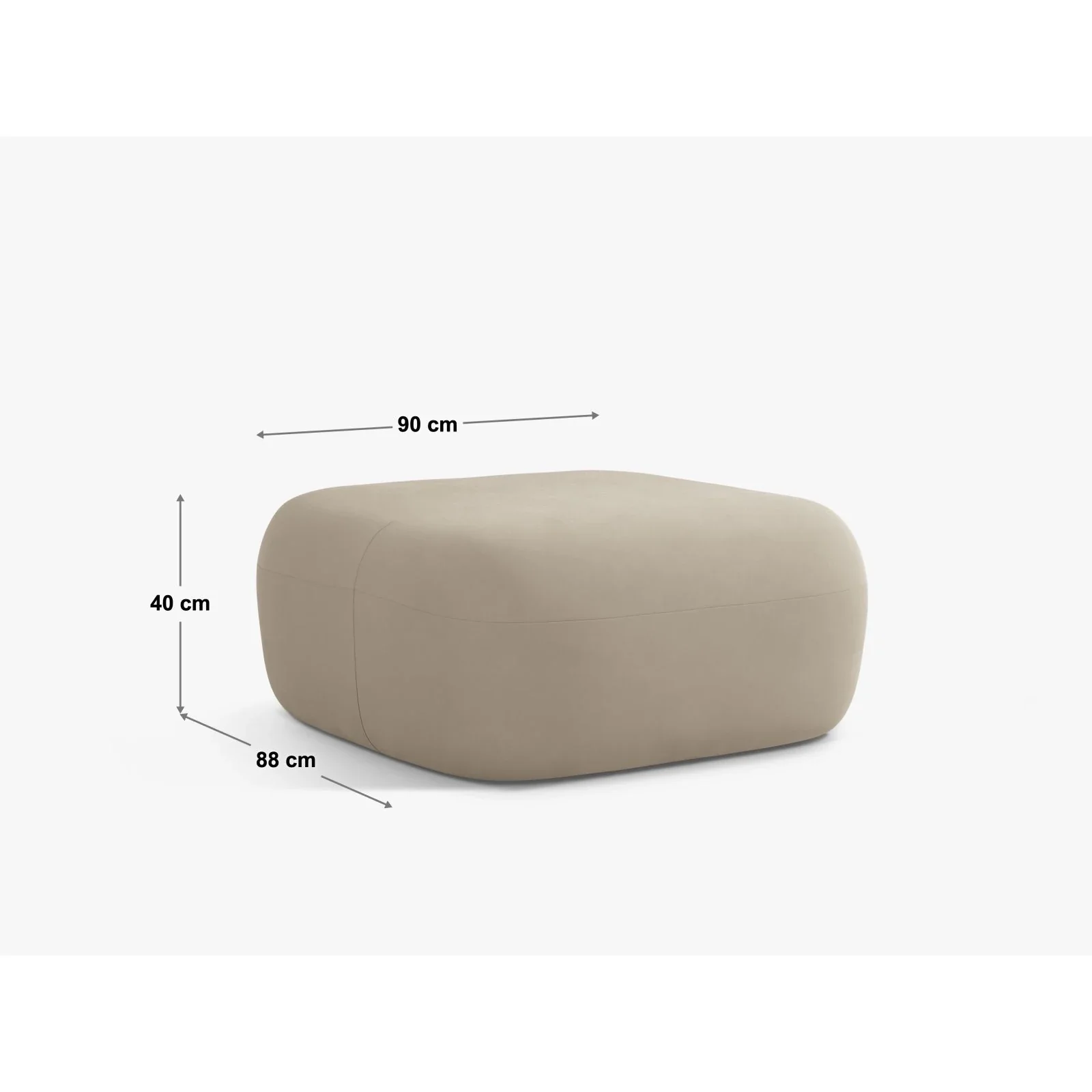 Jenny Pouf mit Bezug aus Samt, Boucle oder Chenille, 90x88 cm - Image 80