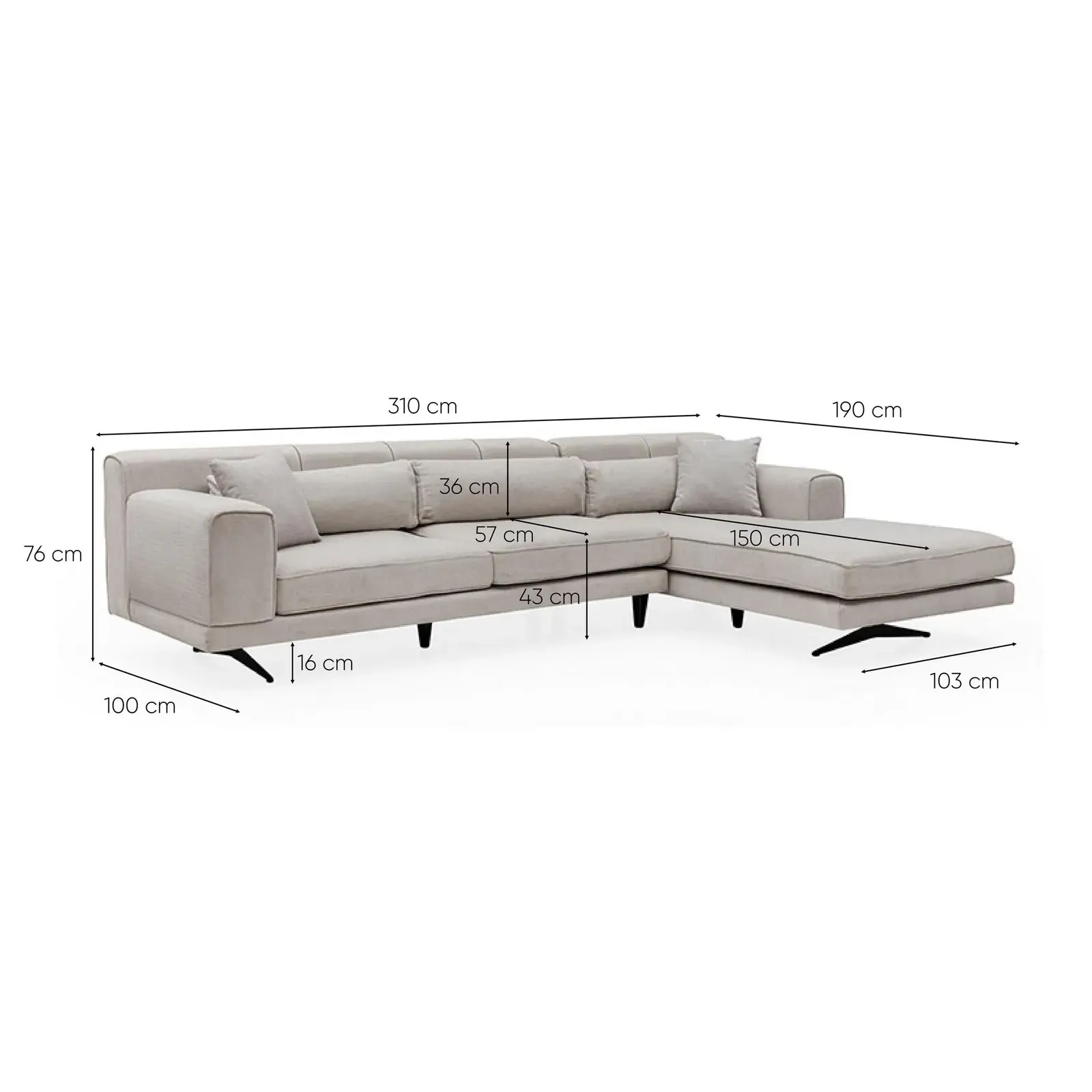 Jivago Ecksofa, Rechte Seite, 308x198 cm - Image 19