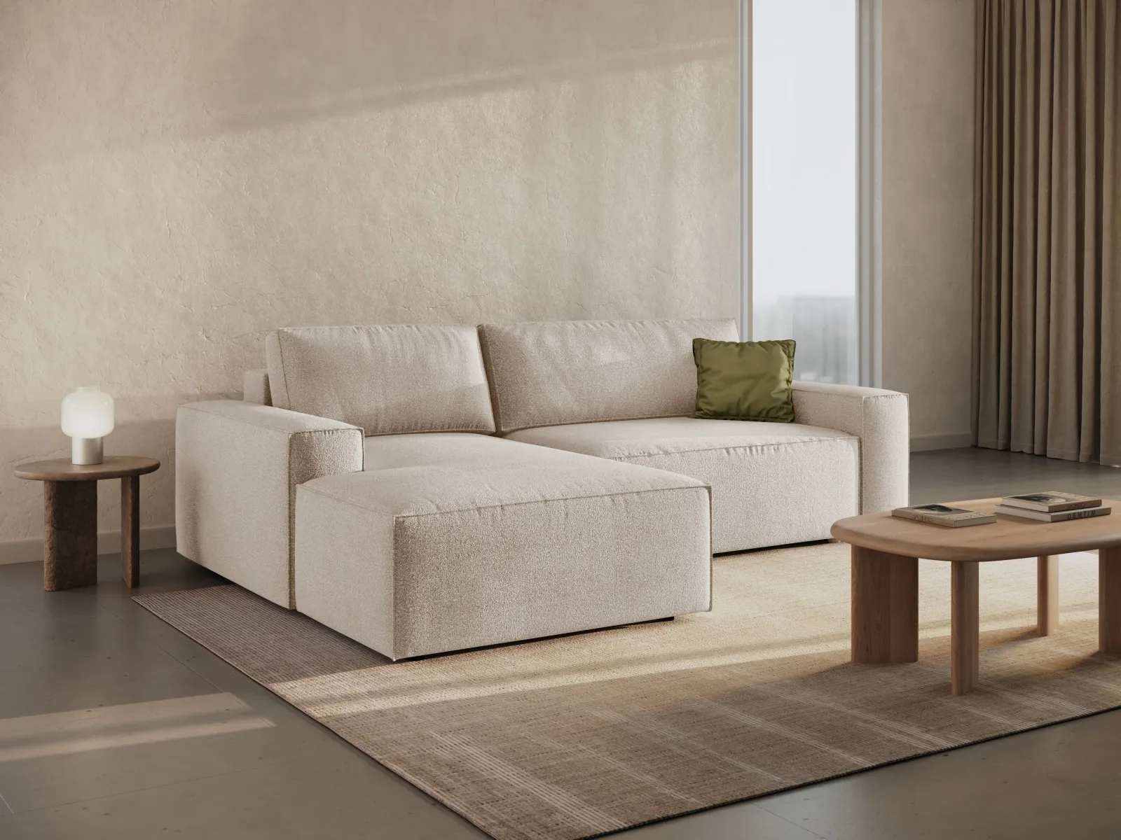 Jodie 3-Sitzer Ecksofa Links mit Schlaffunktion und Bettkasten mit Bezug aus Samt, Strukturstoff oder Boucle, 246x151 cm - Image 11