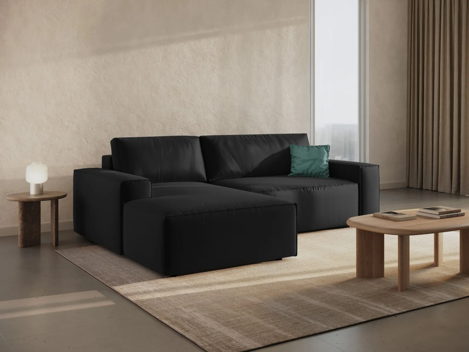 Jodie 3-Sitzer Ecksofa Links mit Schlaffunktion und Bettkasten mit Bezug aus Samt, Strukturstoff oder Boucle, 246x151 cm - Image 110