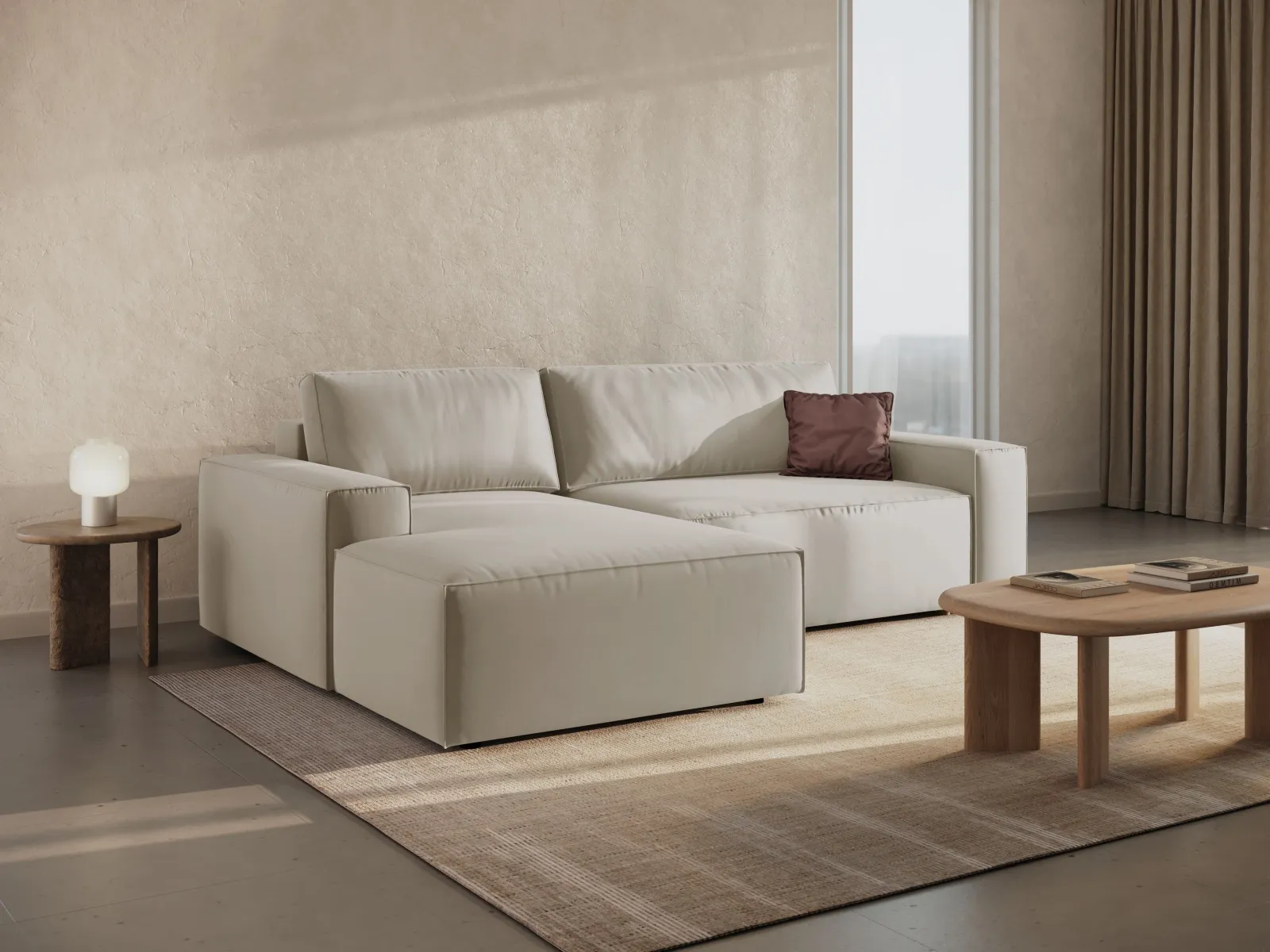 Jodie 3-Sitzer Ecksofa Links mit Schlaffunktion und Bettkasten mit Bezug aus Samt, Strukturstoff oder Boucle, 246x151 cm - Image 119