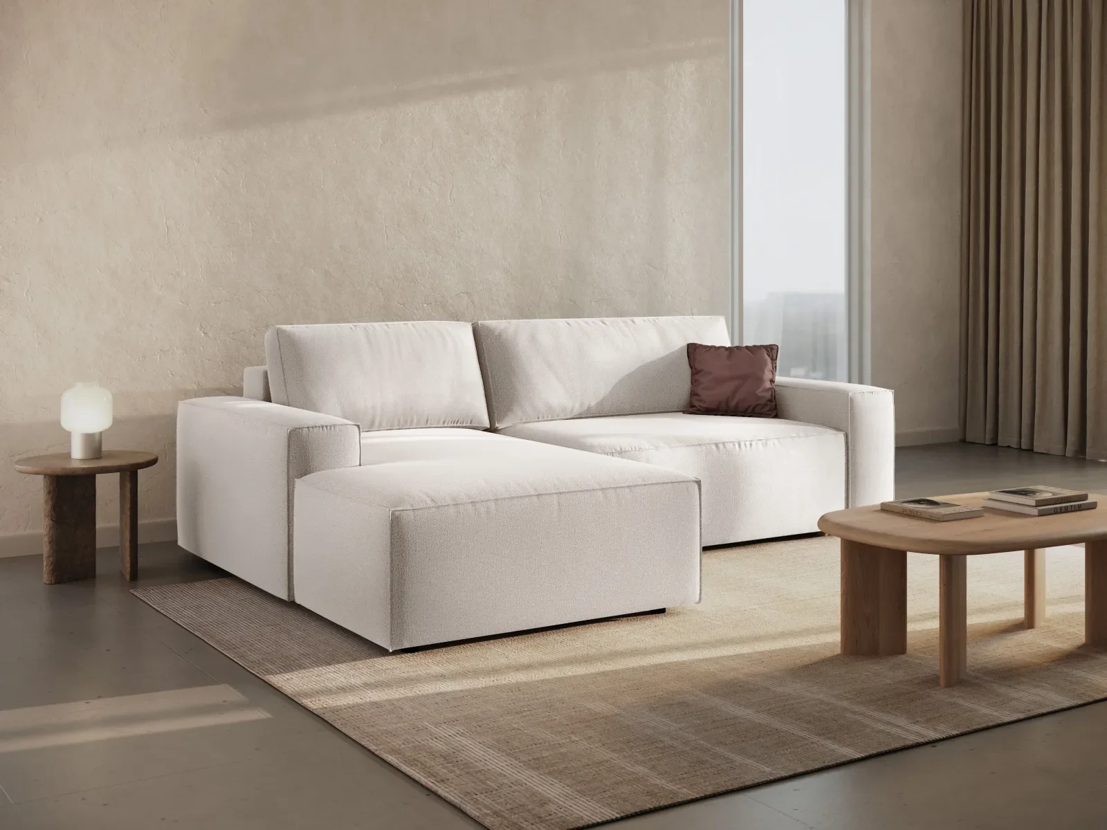 Jodie 3-Sitzer Ecksofa Links mit Schlaffunktion und Bettkasten mit Bezug aus Samt, Strukturstoff oder Boucle, 246x151 cm - Image 128